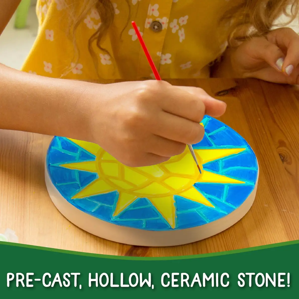 Creative Roots Mosaic Sun Stepping Stone Kit | 7-Inch Ceramic Stone & 6 Paints | DIY Garden Decor for Ages 8+ - view 3