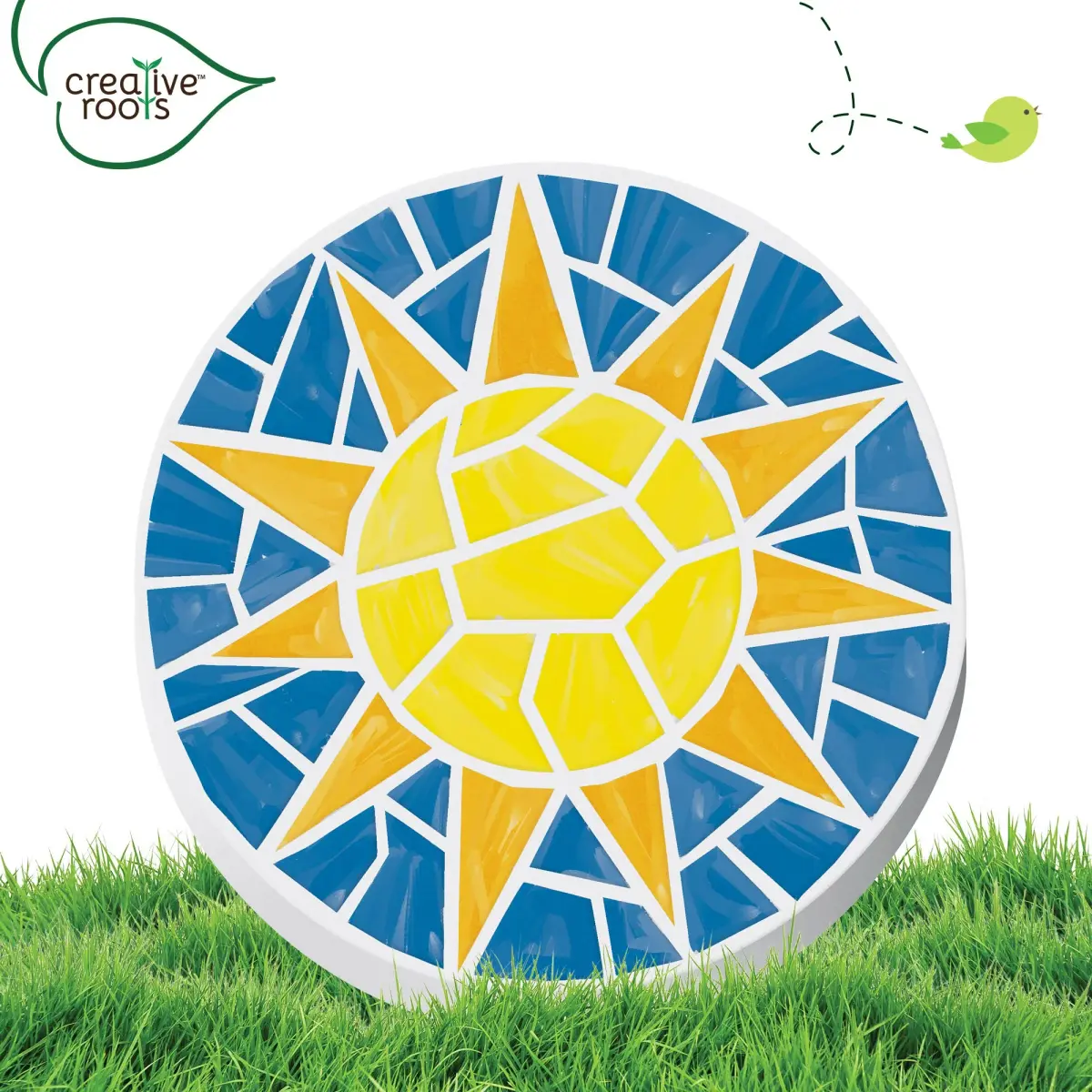 Creative Roots Mosaic Sun Stepping Stone Kit | 7-Inch Ceramic Stone & 6 Paints | DIY Garden Decor for Ages 8+ - view 4