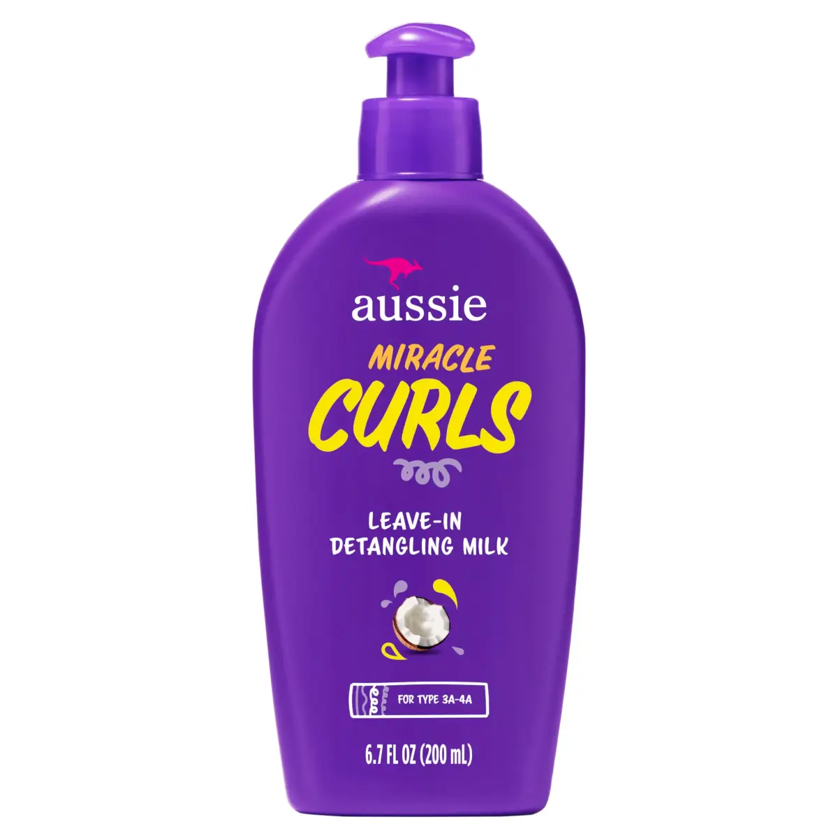 Aussie Miracle Curls Detangling Milk Treatment 197ml (6.7 fl oz) | Coconut & Jojoba Oil for Curly Hair - main product image