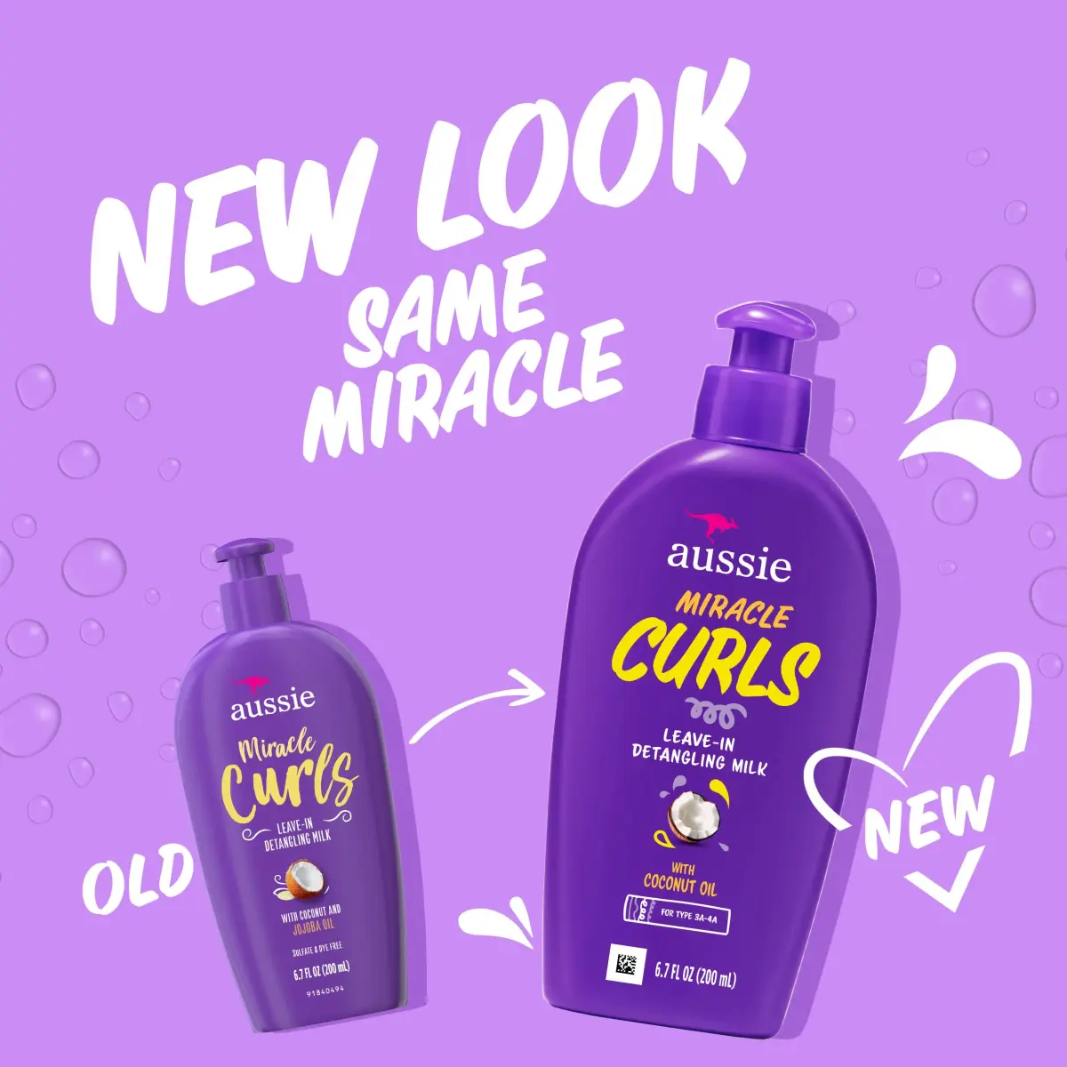 Aussie Miracle Curls Detangling Milk Treatment 197ml (6.7 fl oz) | Coconut & Jojoba Oil for Curly Hair - view 2