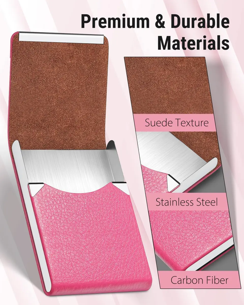MaxGear Business Card Holder, PU Leather Rose Red | Slim, RFID & Magnetic Closure - view 4