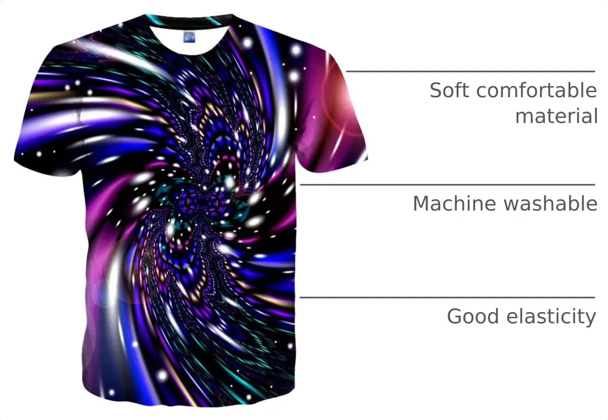 YAJOOEY Unisex Space Shirts 3D Print Graphic T-Shirt Medium | Vibrant Space Design, Comfortable Fit - view 3