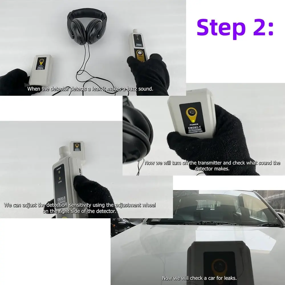 allsun Ultrasonic Leak Detector Kit EM282 with Transmitter, 40kHz HVAC & Automotive Leak Tester - view 9