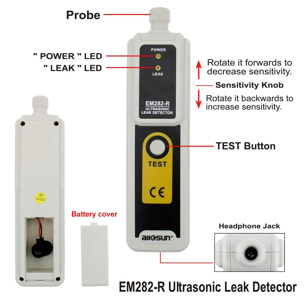 allsun Ultrasonic Leak Detector Kit EM282 with Transmitter, 40kHz HVAC & Automotive Leak Tester - view 3
