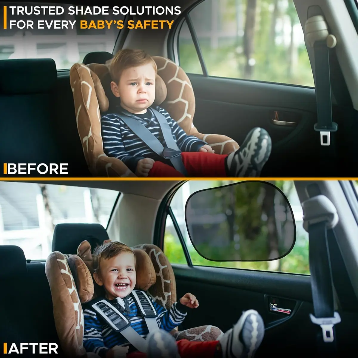 EcoNour Car Window Shades for Baby | Protects Baby from Sun & Heat (4 Pack) - view 8