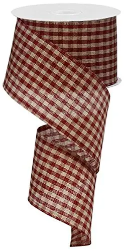 Craig Bachman Primitive Gingham Check Wired Edge Ribbon, 10 Yards (Red, Tan, 2.5") | Versatile Decorative Ribbon for Crafts & Decor - view 2