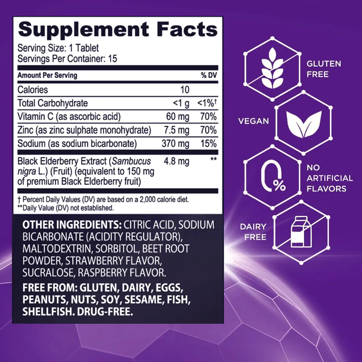 Sambucol Black Elderberry Effervescent Tablets 45 Count (15 Count x 3) | Daily Immune Support with Vitamin C & Zinc - view 3