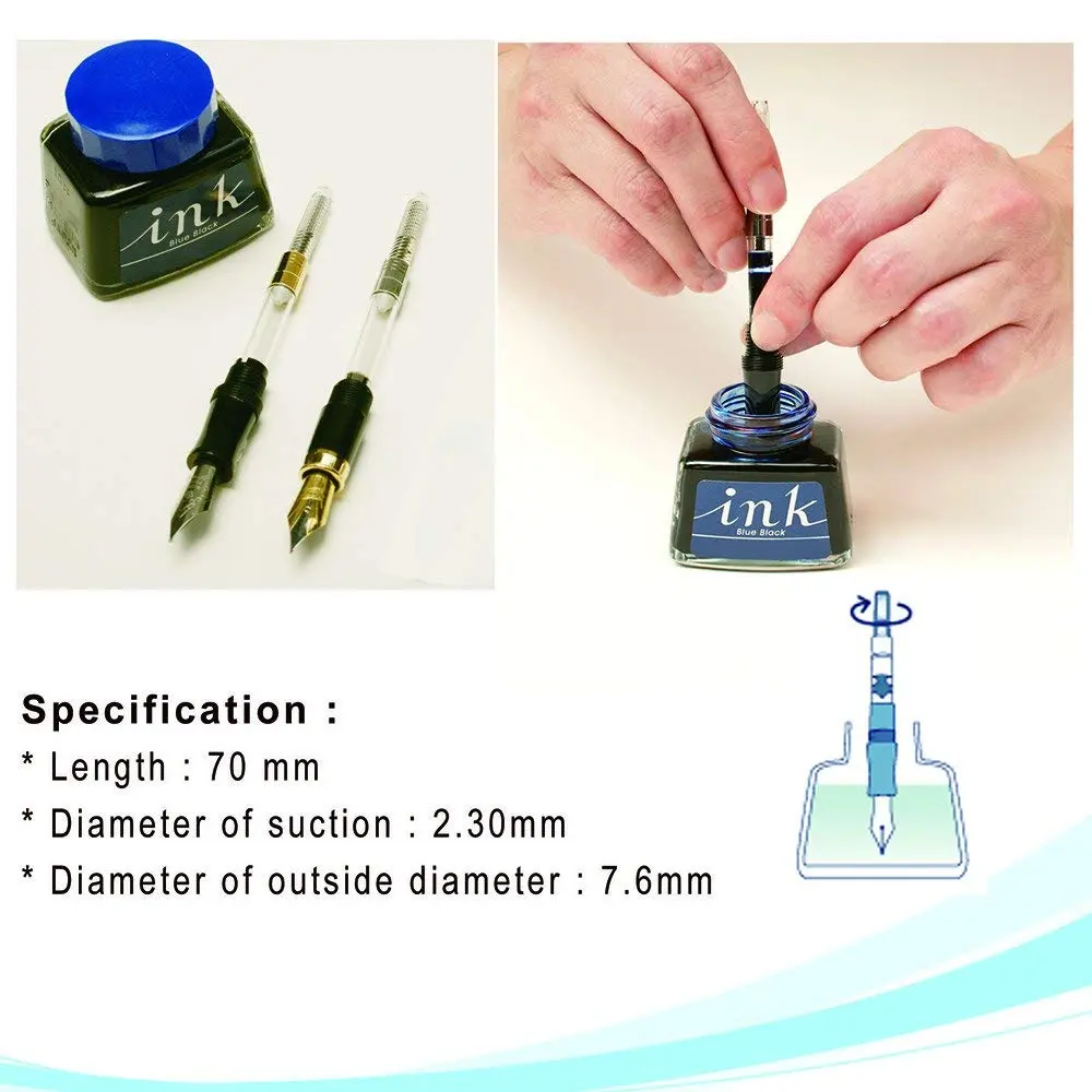 LACHIEVA LUX - International Size Fountain Pen Ink Converter- 6 PACK (Clear) | Refillable, Compatible with Major Fountain Pens - view 4