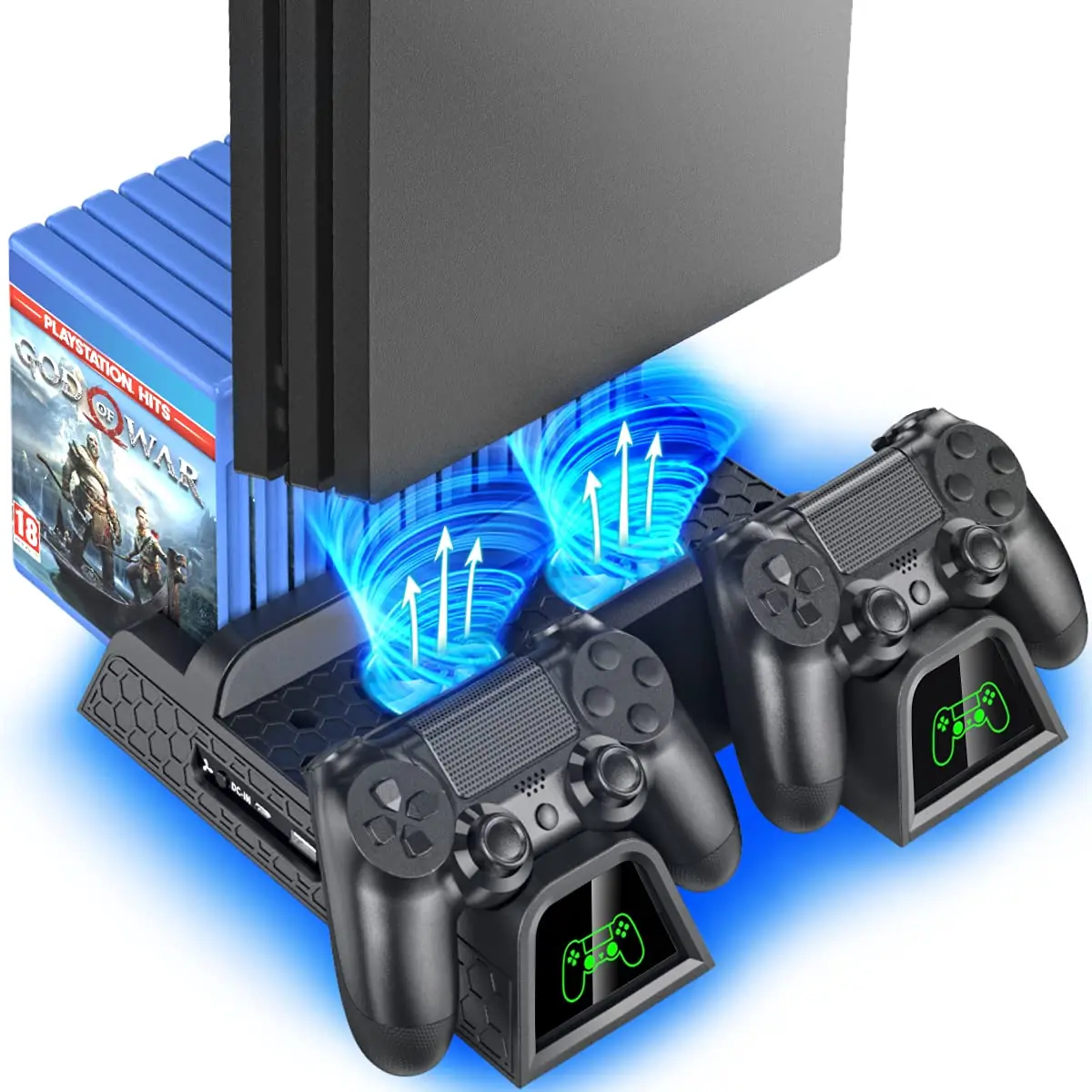 OIVO PS4 Stand for PlayStation 4 Console, Cooling Station for PS4 Slim/Pro/PlayStation 4 Consoles, Pro Vertical Stand with 12 Game Slots | Multi-functional Gaming Accessory - main product image