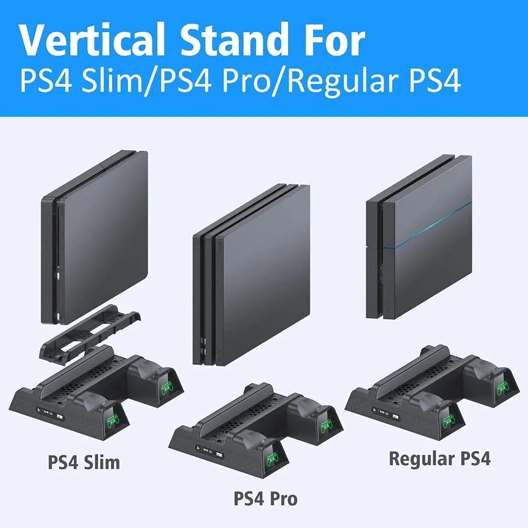 OIVO PS4 Stand for PlayStation 4 Console, Cooling Station for PS4 Slim/Pro/PlayStation 4 Consoles, Pro Vertical Stand with 12 Game Slots | Multi-functional Gaming Accessory - view 6