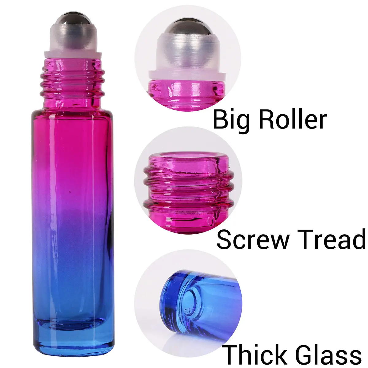 inice Gold 10ml Essential Oils Roller Bottles Gradient Color Thick Glass Roll on Bottle Golden Metal Cap for Travel | Premium Refillable Container - view 2
