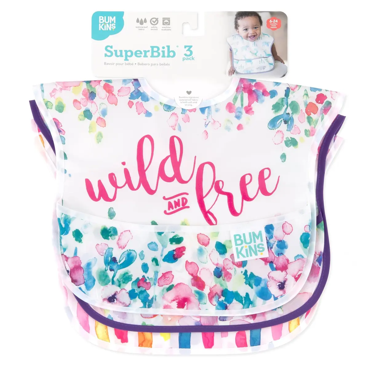 Bumkins SuperBib Baby & Toddler Bibs 3-Pack | Waterproof, Adjustable, Mess Saver for 6-24 Months - view 9