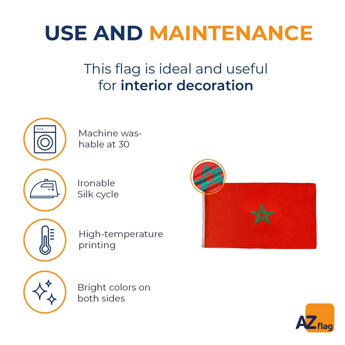 AZ FLAG Morocco Flag 3x5 ft | Moroccan Polyester Flag with Metal Grommets for Indoor Use - view 5