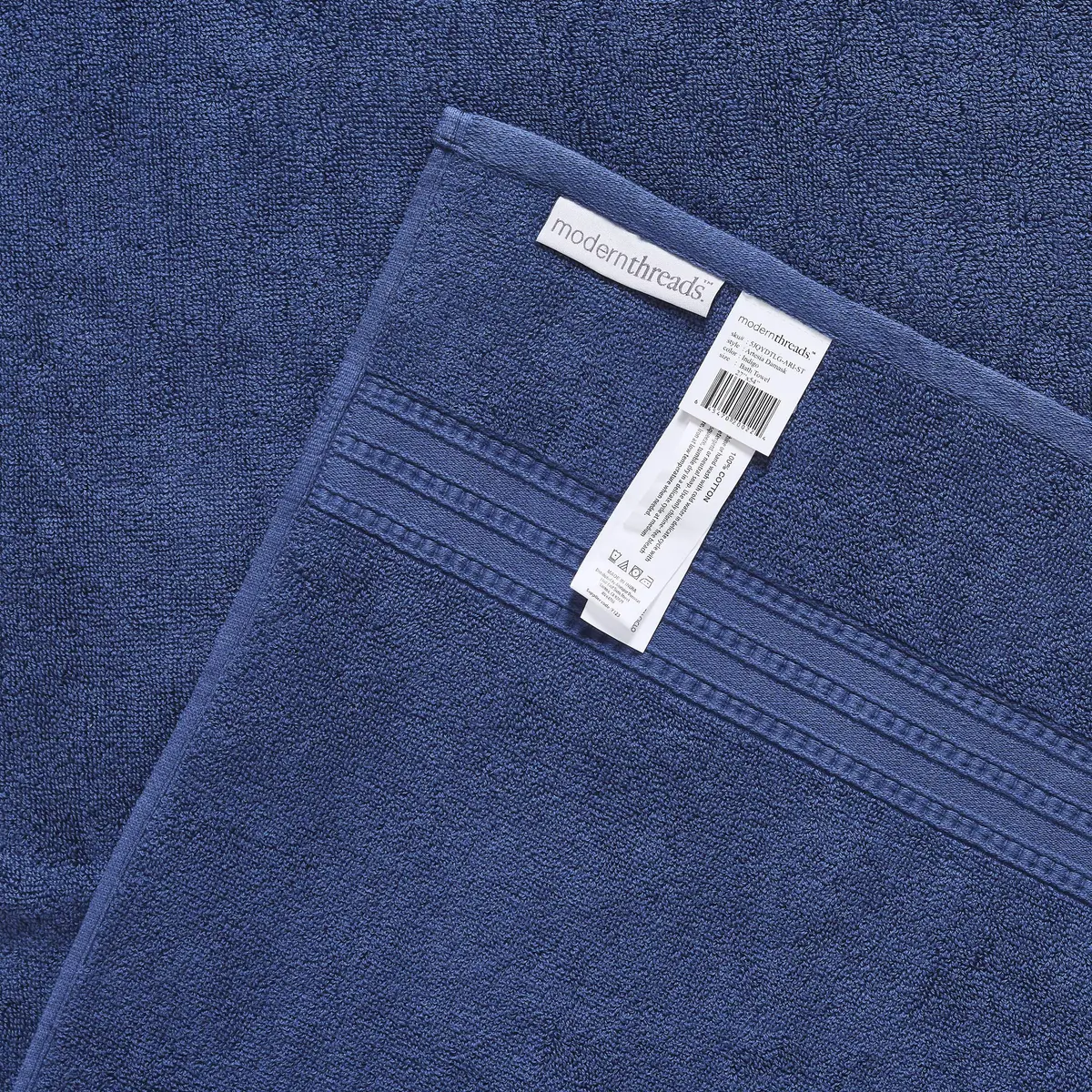 Modern Threads 6-Piece Cotton Damask Towel Set, Navy | Ultra-Absorbent, Soft & Durable - view 5