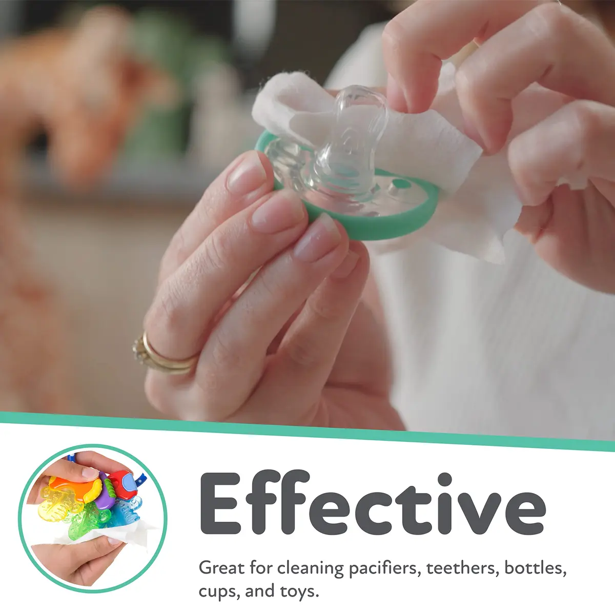 Dr. Talbot's Pacifier and Teether Wipes 96 Count | All Natural, Alcohol-Free, Food-Grade Cleaning Wipes - view 4