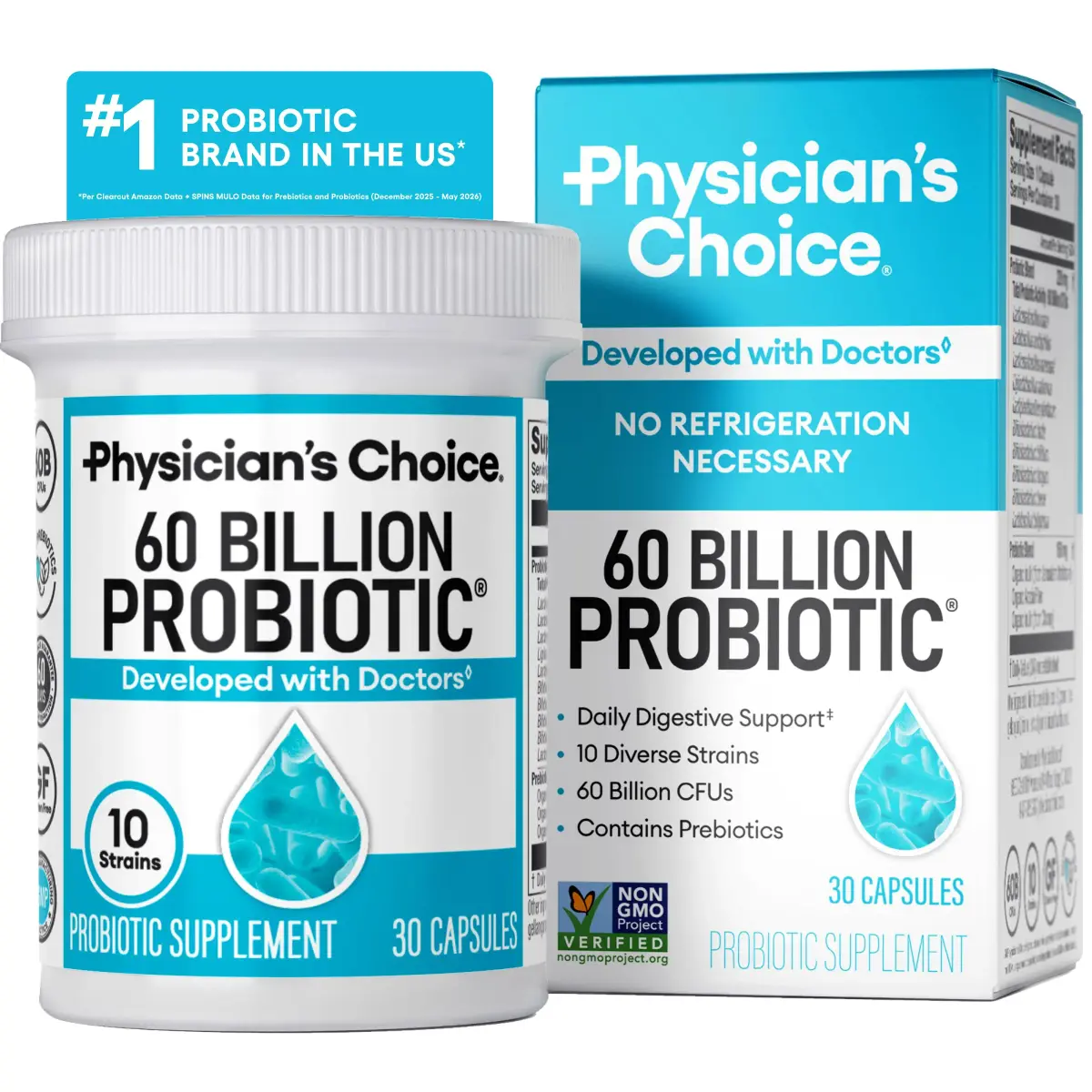 Physician's CHOICE Probiotics 60 Billion CFU 30 Count | Supports Gut Health & Digestion - main product image