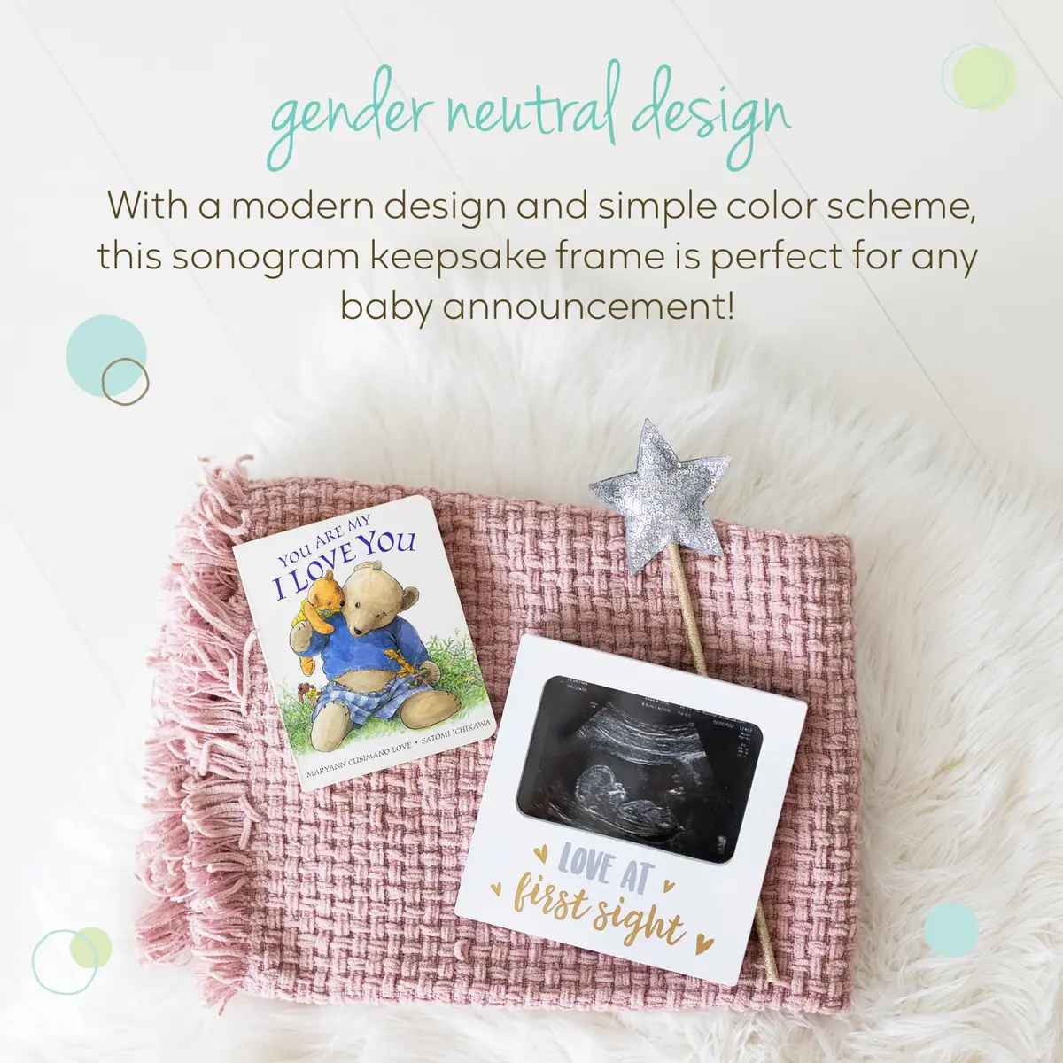 tiny ideas Love at First Sight White Sonogram Keepsake Frame | 4x6 Inch Photo Display for Nursery Decor - view 5