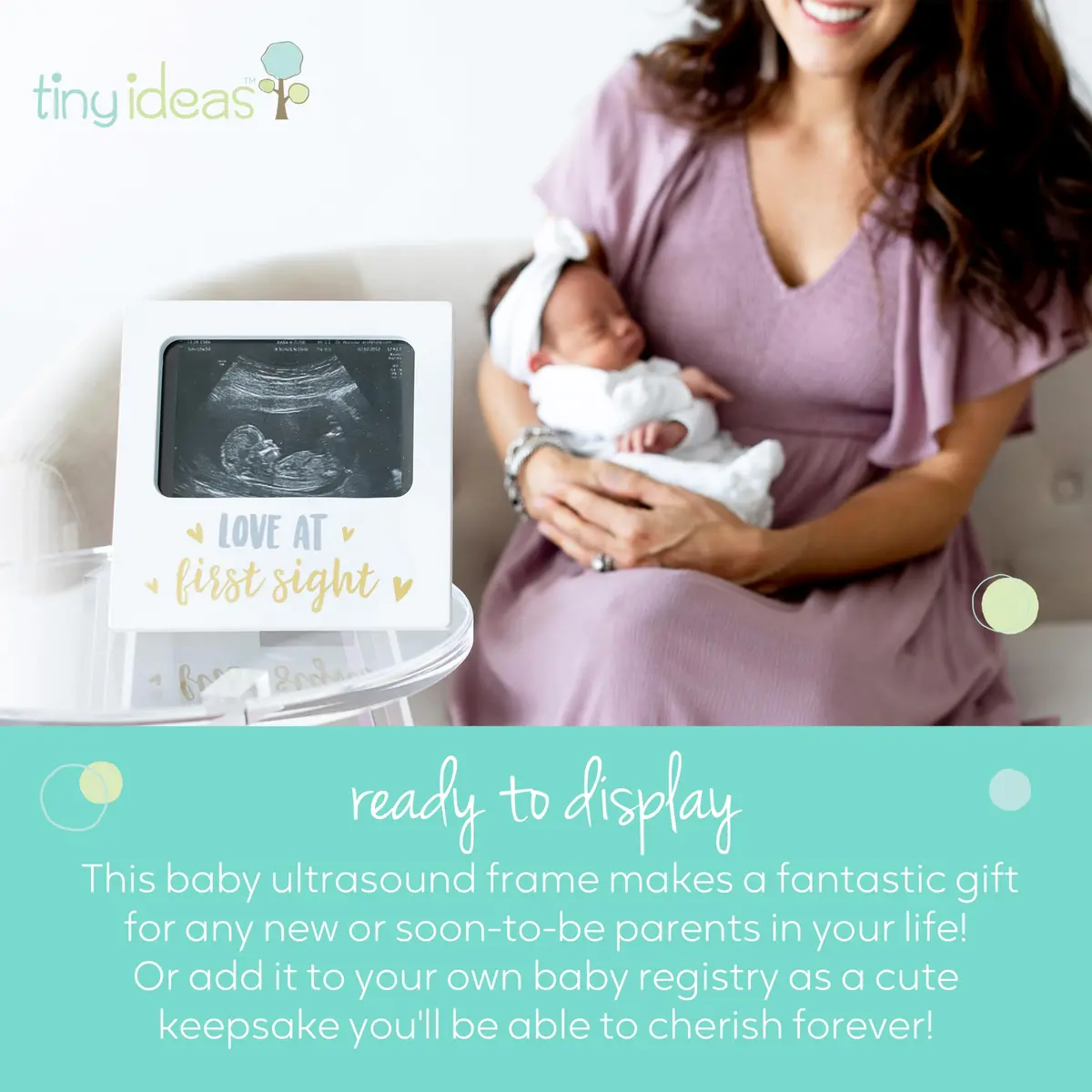 tiny ideas Love at First Sight White Sonogram Keepsake Frame | 4x6 Inch Photo Display for Nursery Decor - view 6