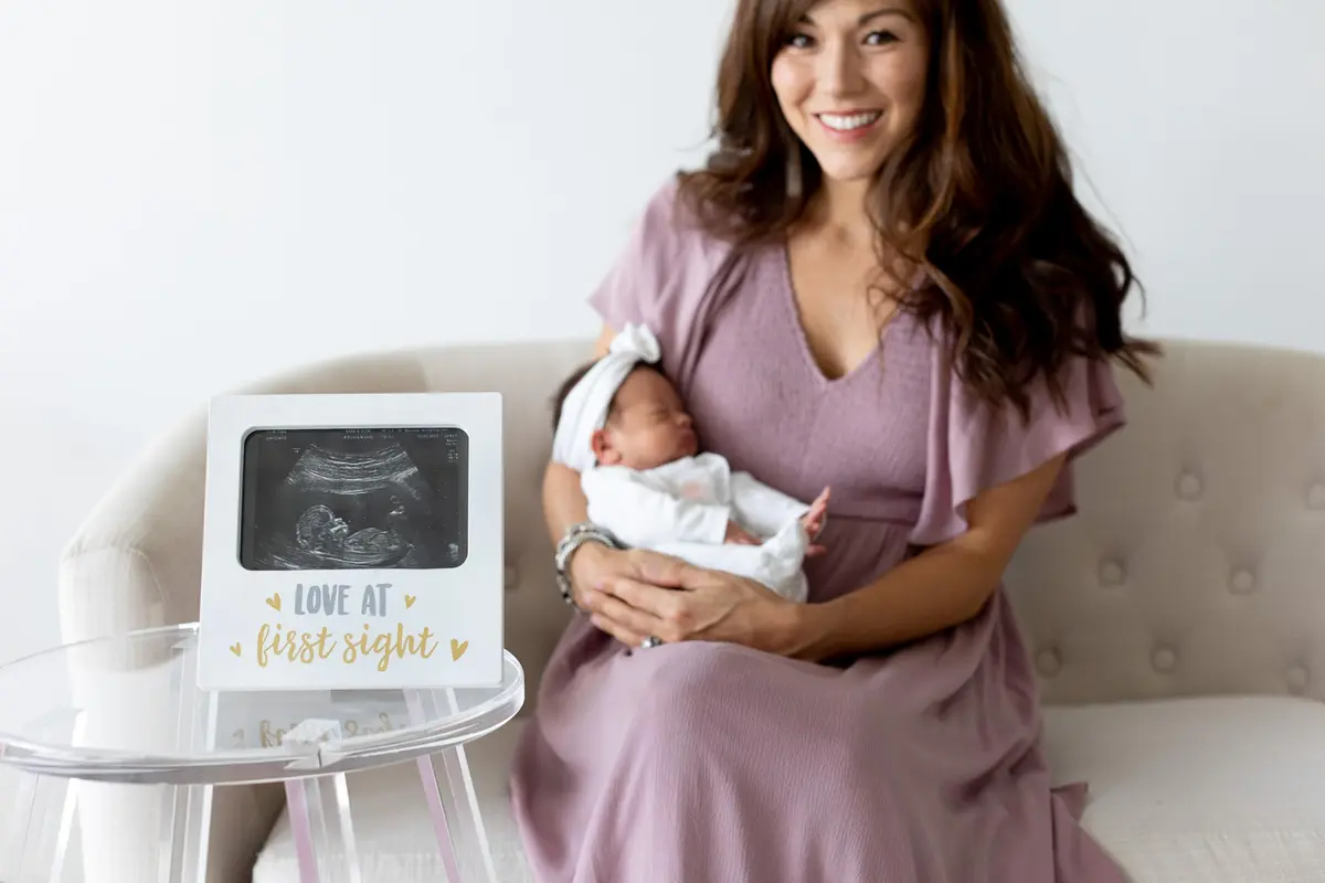tiny ideas Love at First Sight White Sonogram Keepsake Frame | 4x6 Inch Photo Display for Nursery Decor - view 8