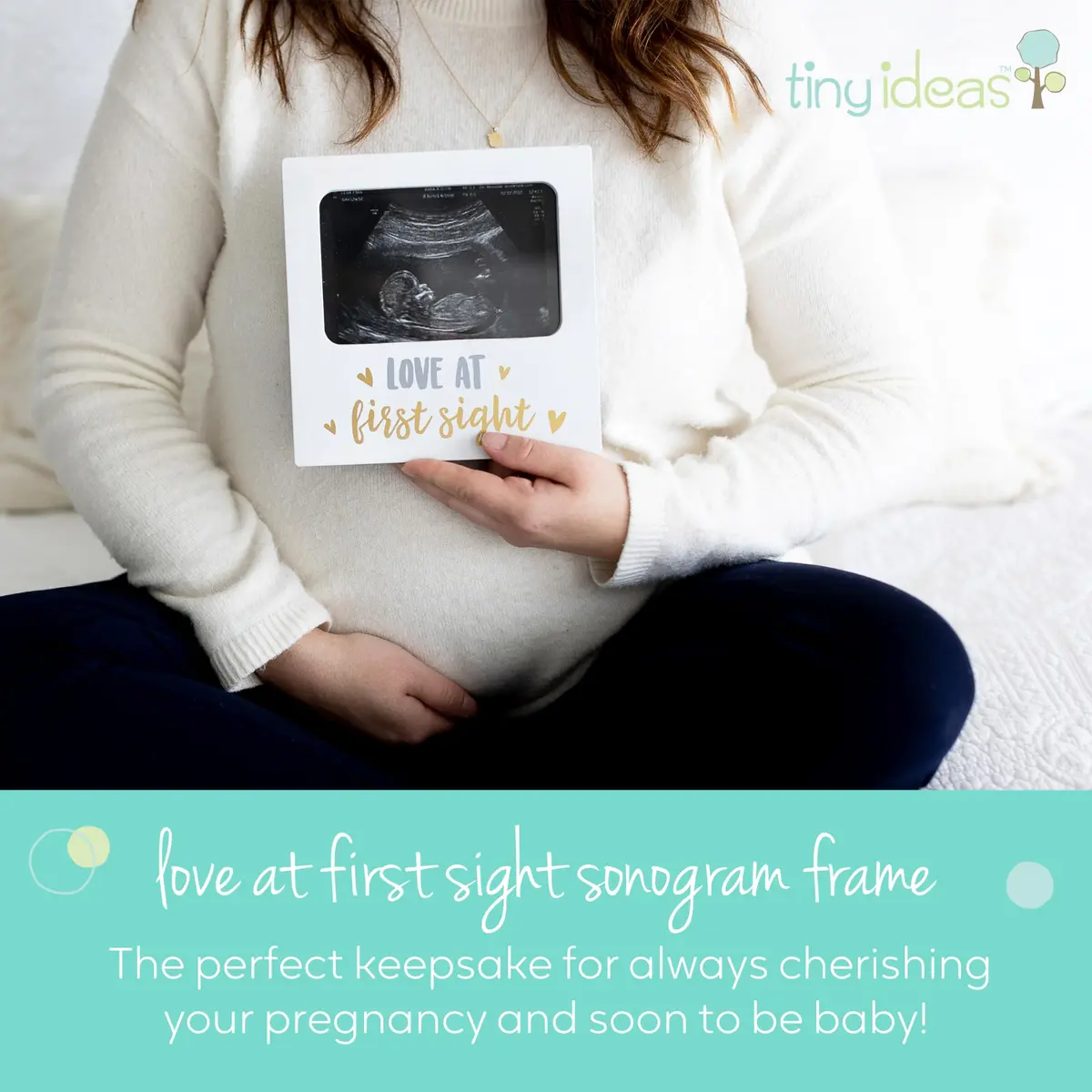 tiny ideas Love at First Sight White Sonogram Keepsake Frame | 4x6 Inch Photo Display for Nursery Decor - view 2