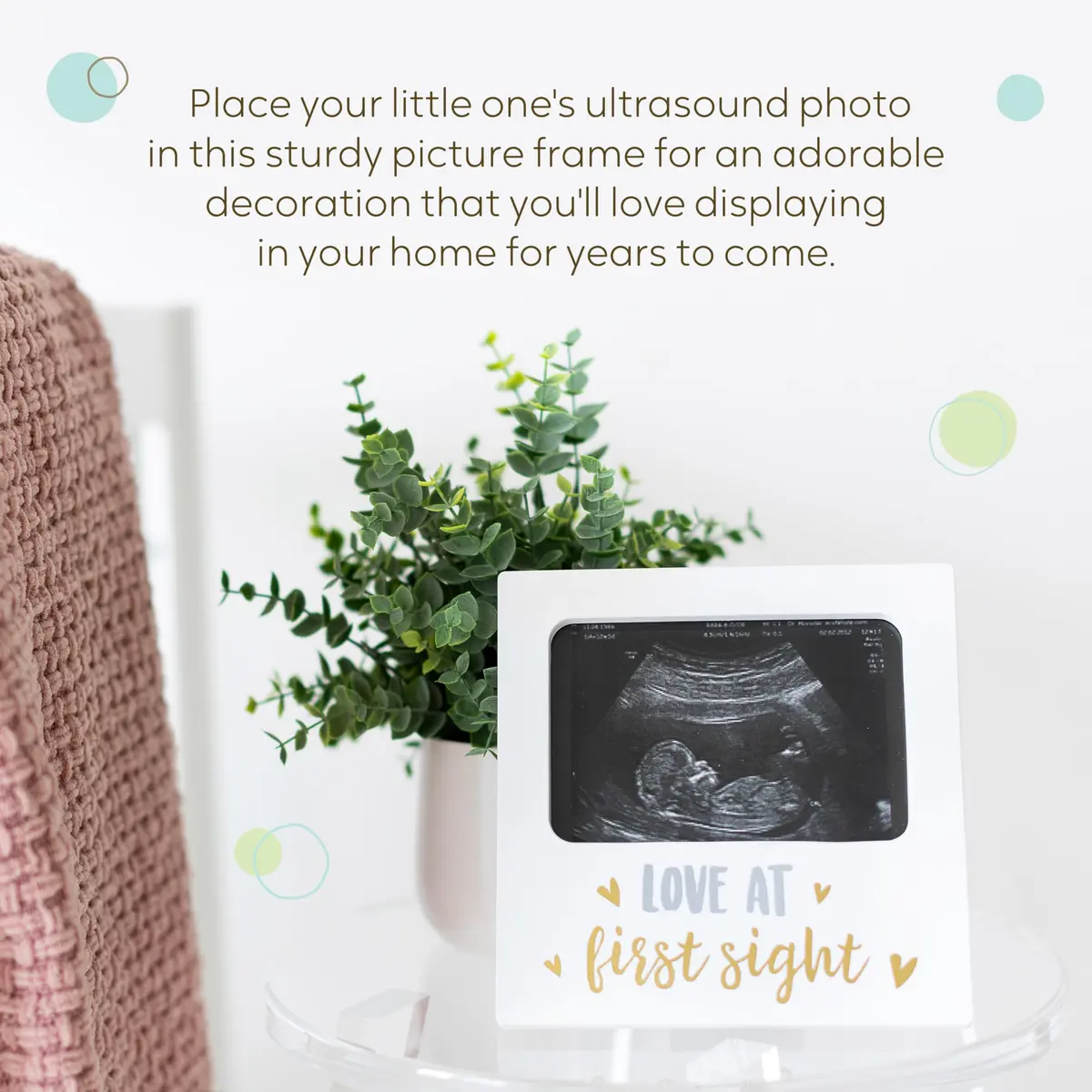 tiny ideas Love at First Sight White Sonogram Keepsake Frame | 4x6 Inch Photo Display for Nursery Decor - view 3