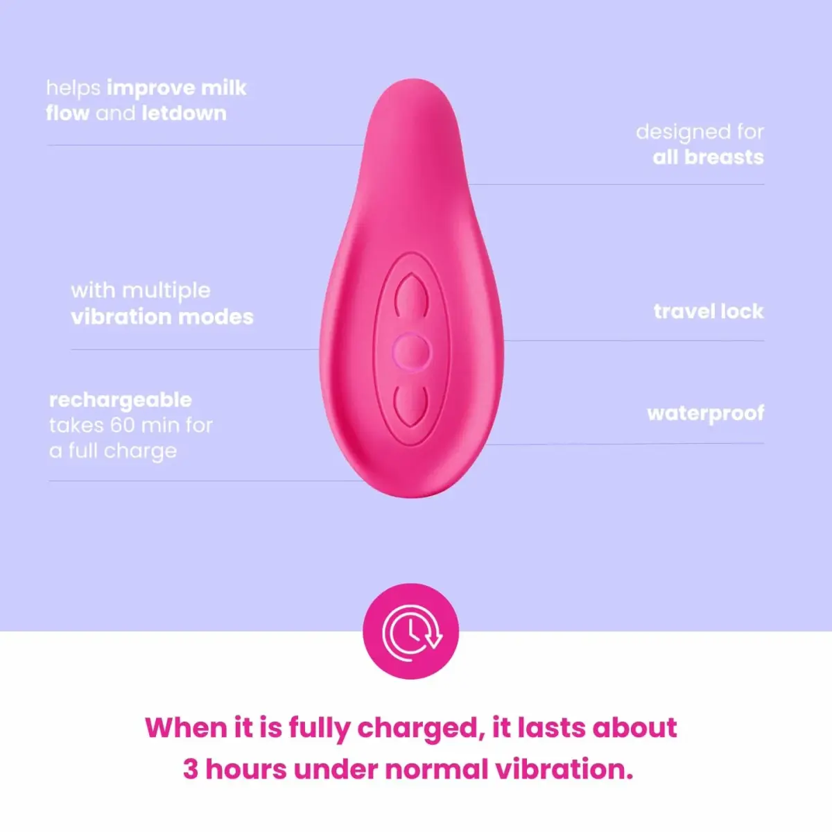 LaVie Lactation Massager with 5 Vibration Modes | 1 Count (Rose) - view 4