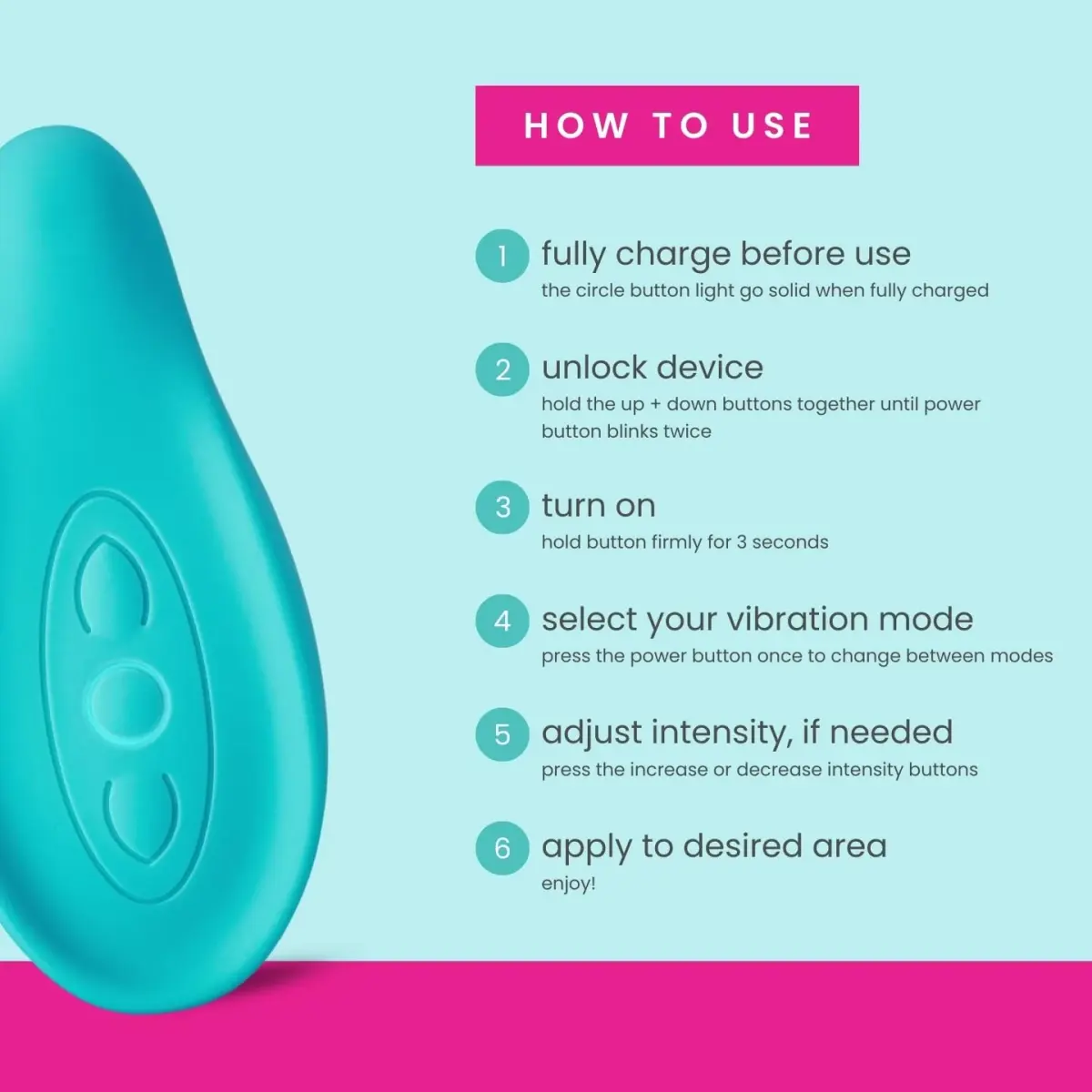LaVie Lactation Massager Teal | 3 Vibration Modes, Medical-Grade Silicone, Rechargeable Battery - view 5
