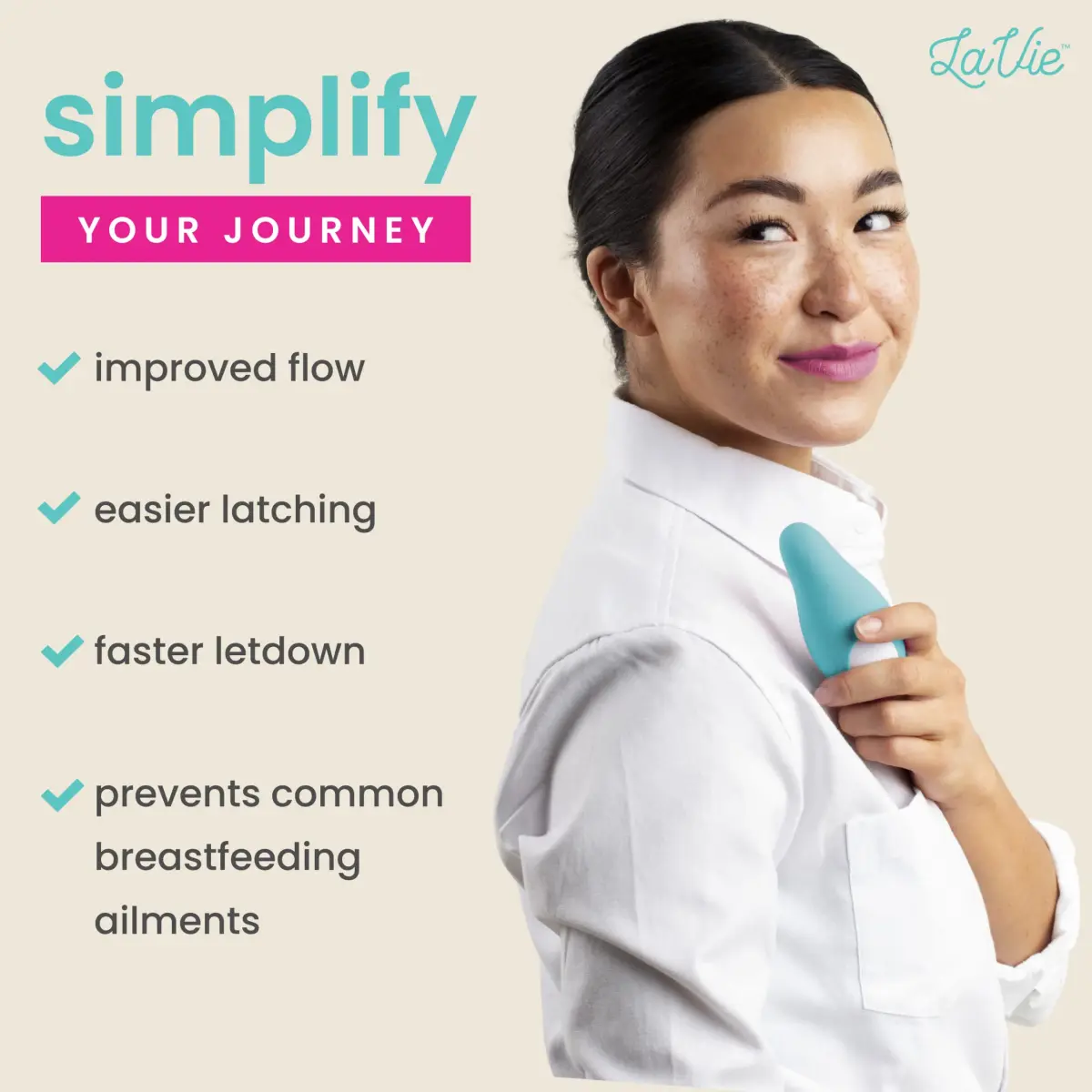 LaVie Lactation Massager Teal | 3 Vibration Modes, Medical-Grade Silicone, Rechargeable Battery - view 8
