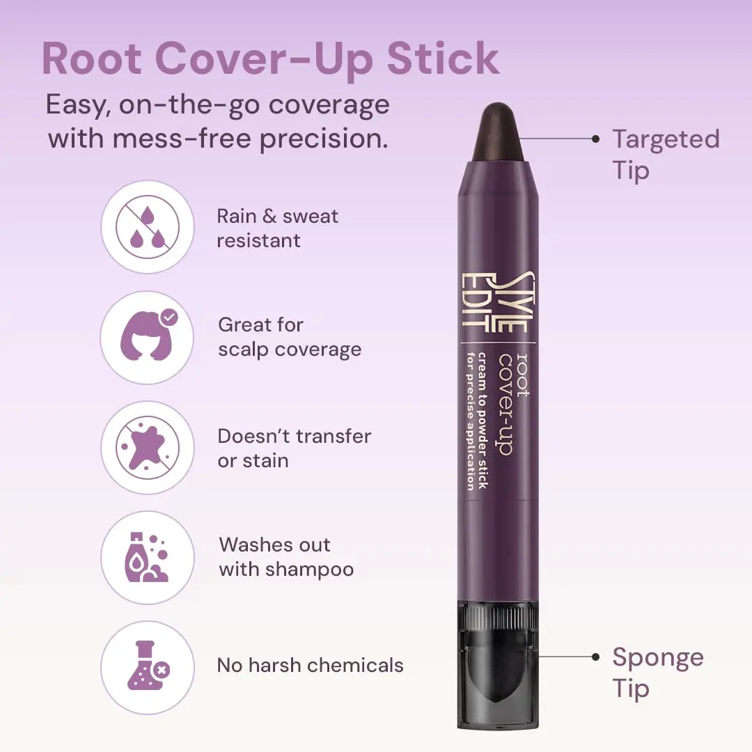 STYLE EDIT Root Touch Up Stick, Dark Brown | Instant Gray Coverage, Travel-Friendly, Made in USA - view 2