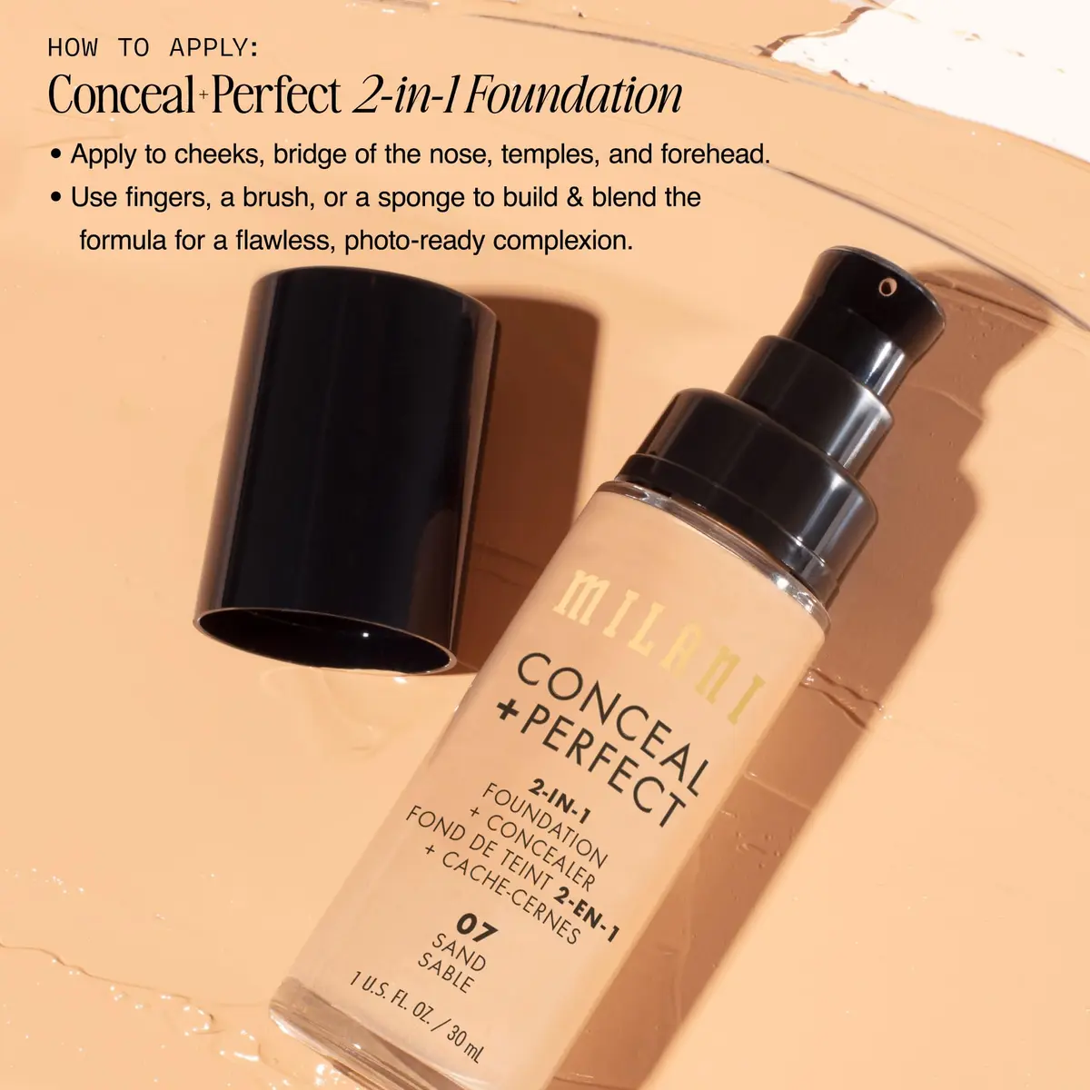 Milani Conceal + Perfect 2-in-1 Foundation + Concealer 00A-Porcelain | Full Coverage, Natural Finish - view 5