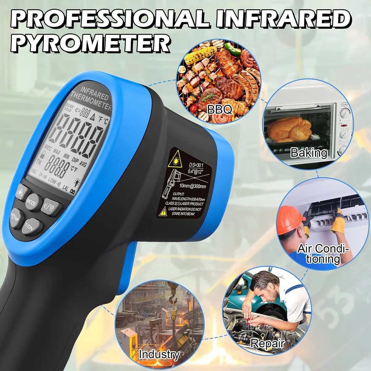 BTMETER BT-1500 High Temp Infrared Thermometer Gun -58°F to 2732°F | Non-Contact Laser Temp - view 8