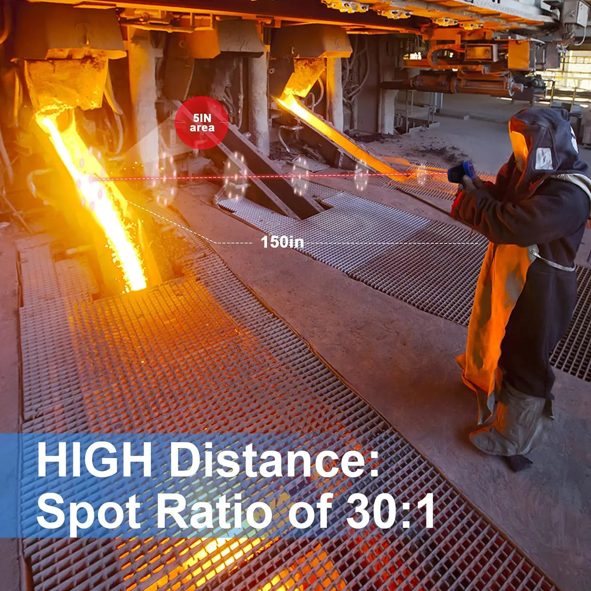 BTMETER BT-1500 High Temp Infrared Thermometer Gun -58°F to 2732°F | Non-Contact Laser Temp - view 3