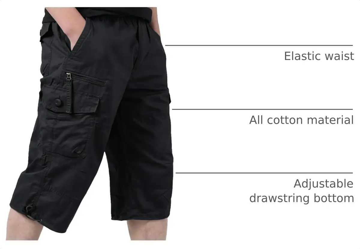 EKLENTSON Cargo Shorts Men Casual Cotton 34 | Classic Fit, Multi-Pocket, Below Knee (70-120 chars) - view 4