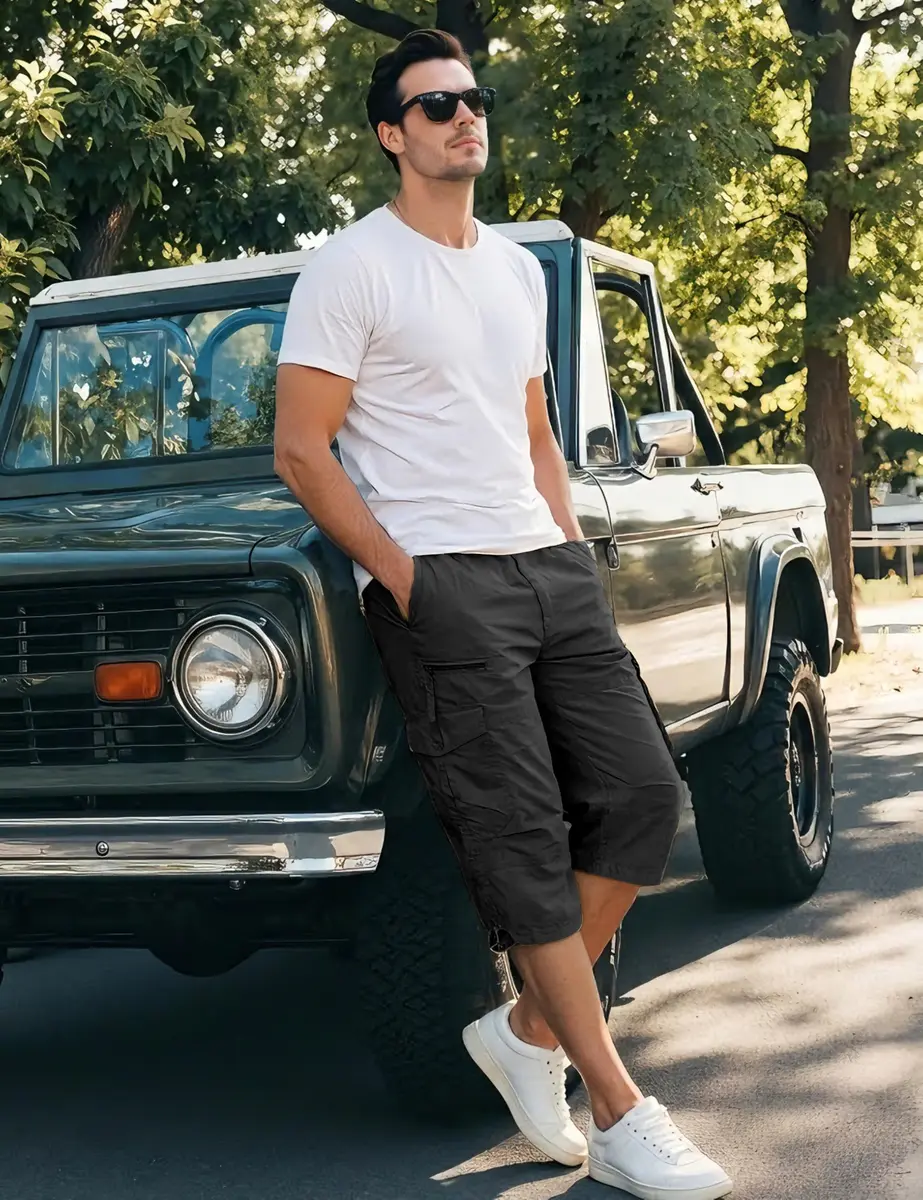 EKLENTSON Cargo Shorts Men Casual Cotton 34 | Classic Fit, Multi-Pocket, Below Knee (70-120 chars) - view 5