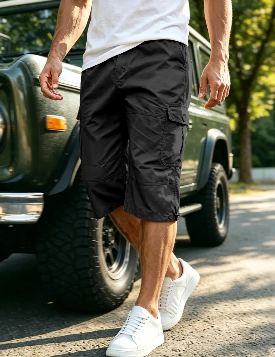 EKLENTSON Cargo Shorts Men Casual Cotton 34 | Classic Fit, Multi-Pocket, Below Knee (70-120 chars) - view 2