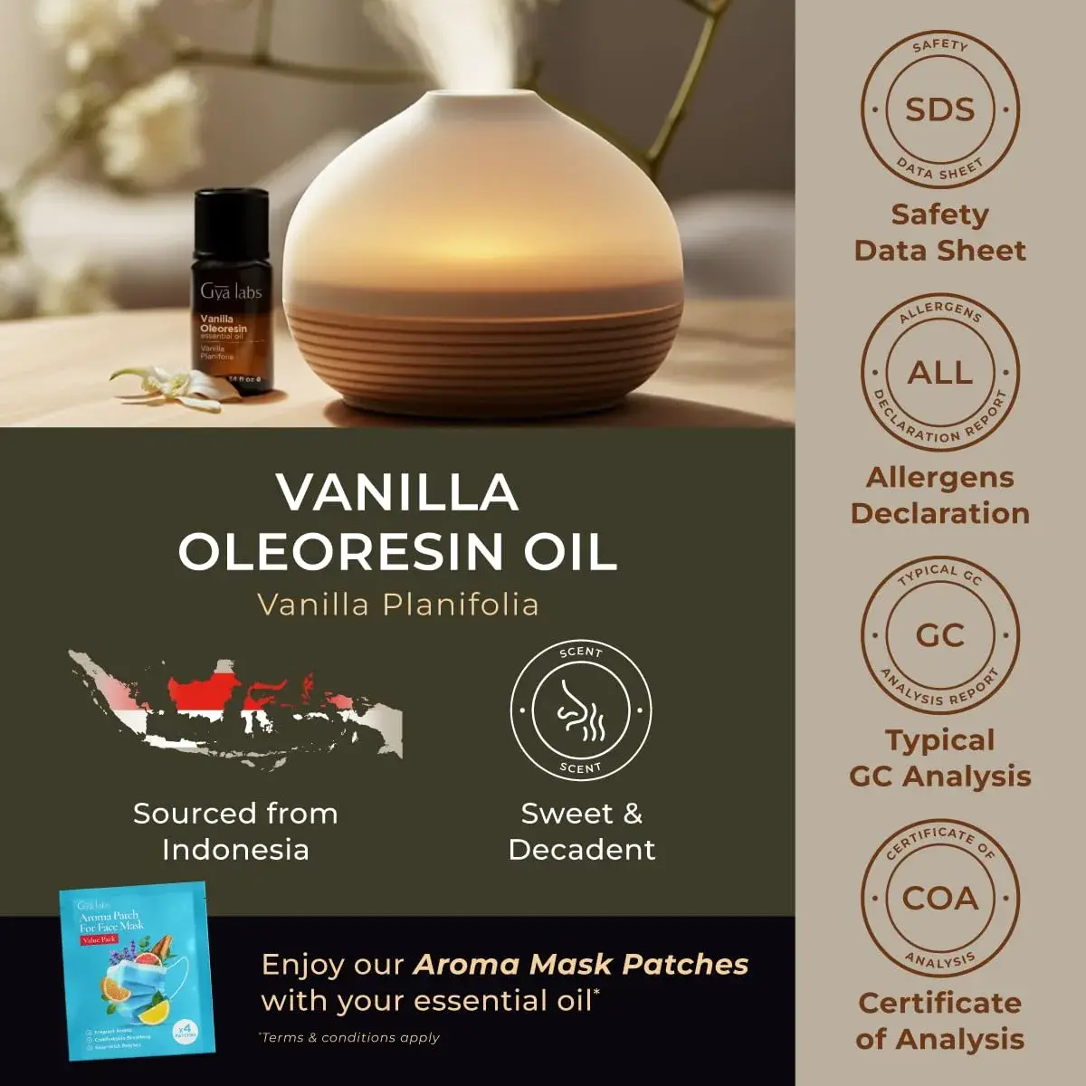 Gya Labs Vanilla Essential Oil 0.34 Fl Oz (10 ml) | Pure Vanilla Aroma for Diffuser, Skin & Candle Making - view 6