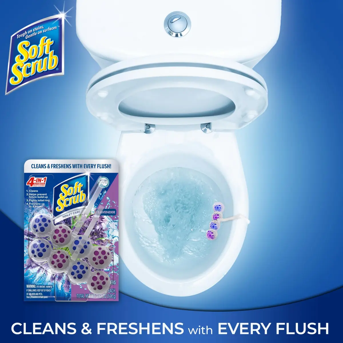 Soft Scrub 4-in-1 Rim Hanger Toilet Bowl Cleaner Lavender 2 Count | Long-Lasting Freshness & Buildup Prevention - view 2