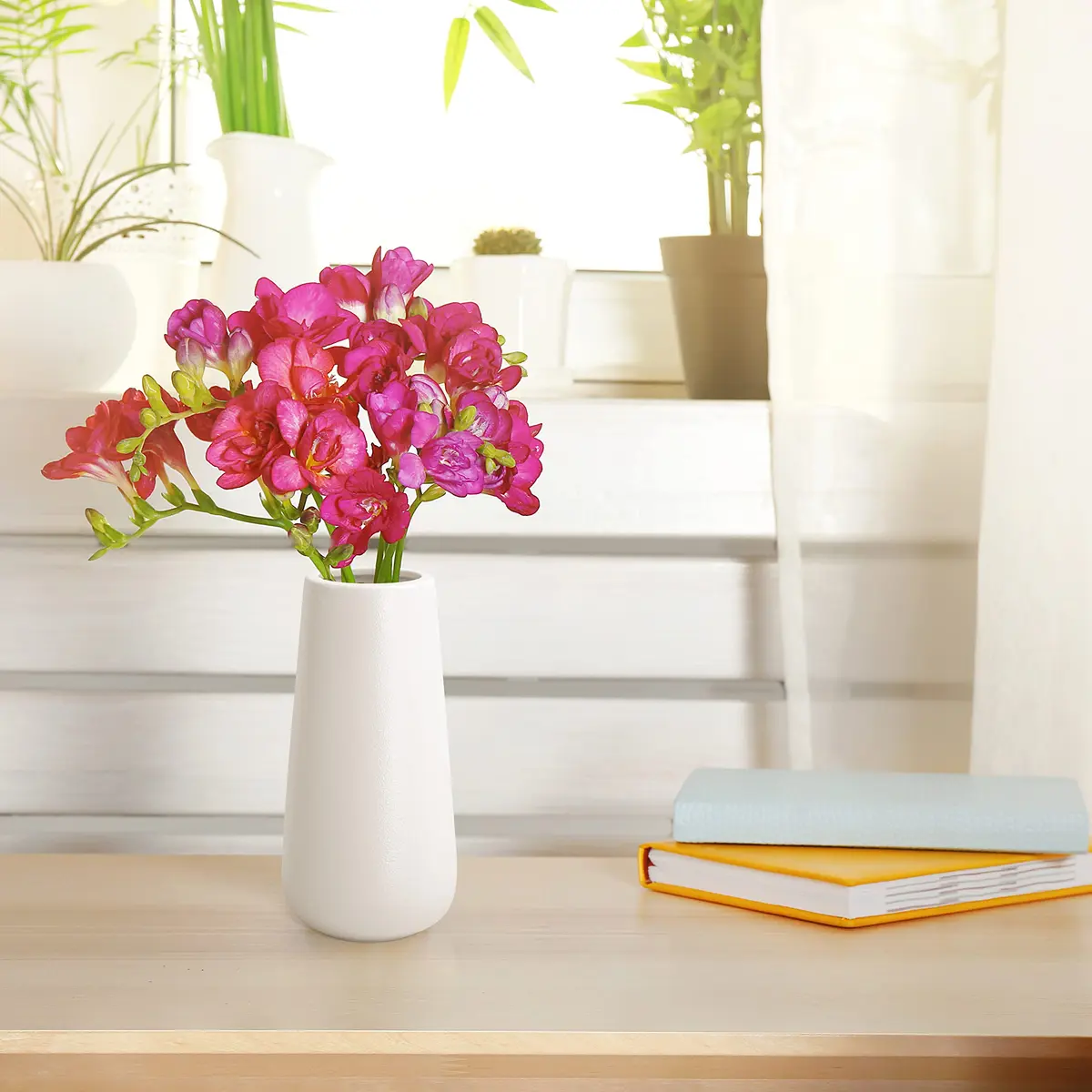 D'vine Dev 8 Inch Ceramic Flower Vase Textured Finishing | Minimalist Design for Home & Office - view 5