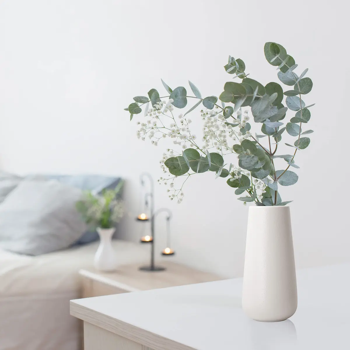 D'vine Dev 8 Inch Ceramic Flower Vase Textured Finishing | Minimalist Design for Home & Office - view 6