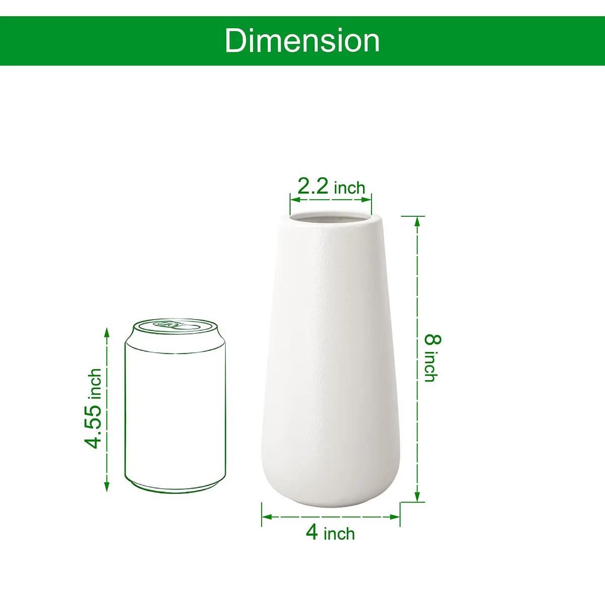 D'vine Dev 8 Inch Ceramic Flower Vase Textured Finishing | Minimalist Design for Home & Office - view 3