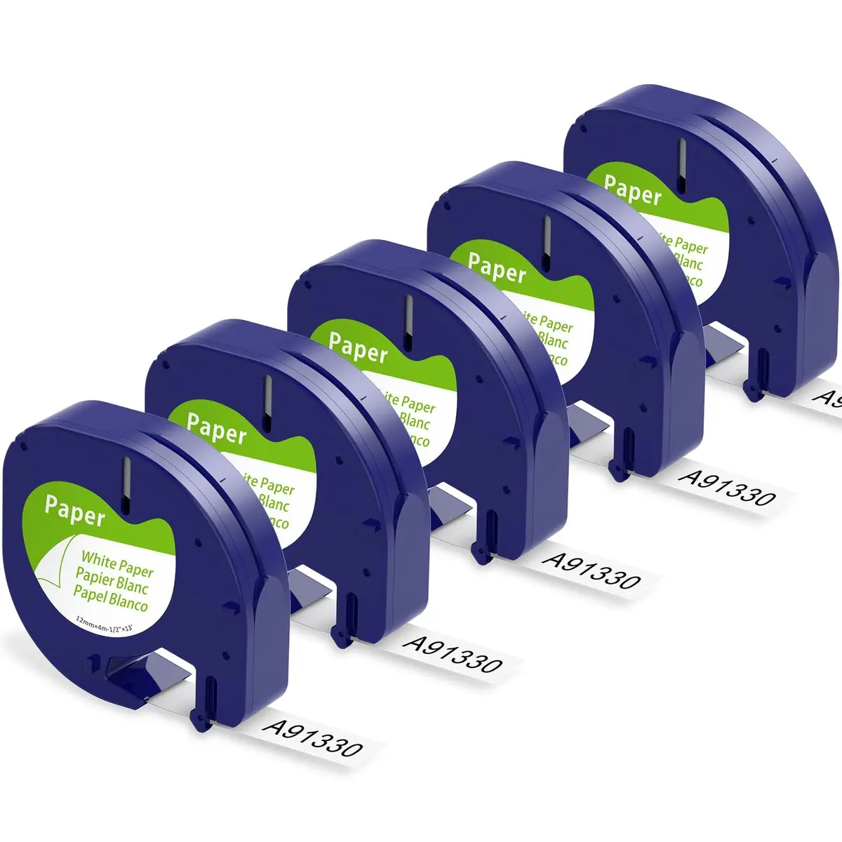 AONOMI White Label Tape 12mm x 4m | Compatible with DYMO LetraTag LT-100H & LT-100T - main product image