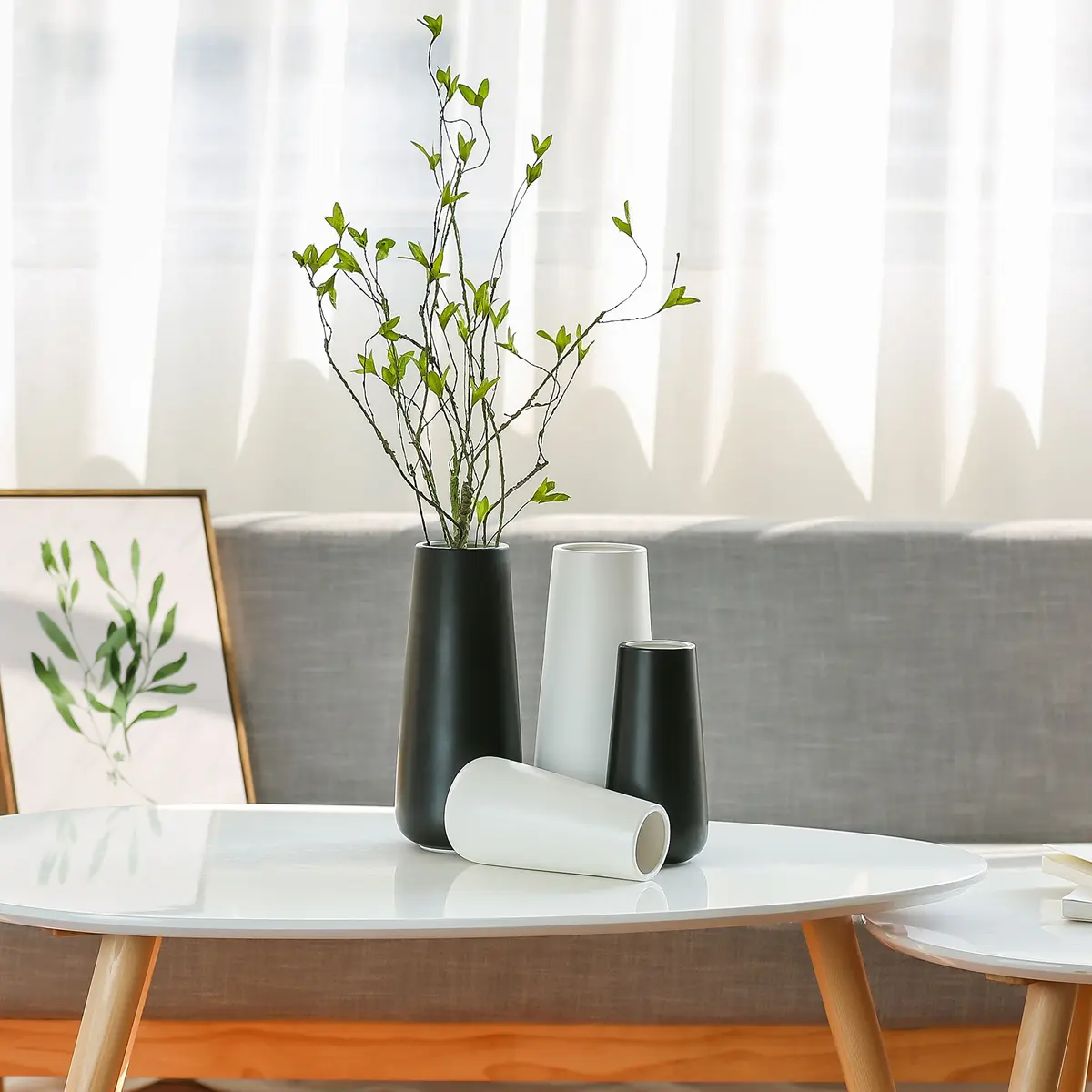 D'vine Dev 8 Inch Ceramic Flower Vase Matte Finishing | Minimalist Home Décor - view 7