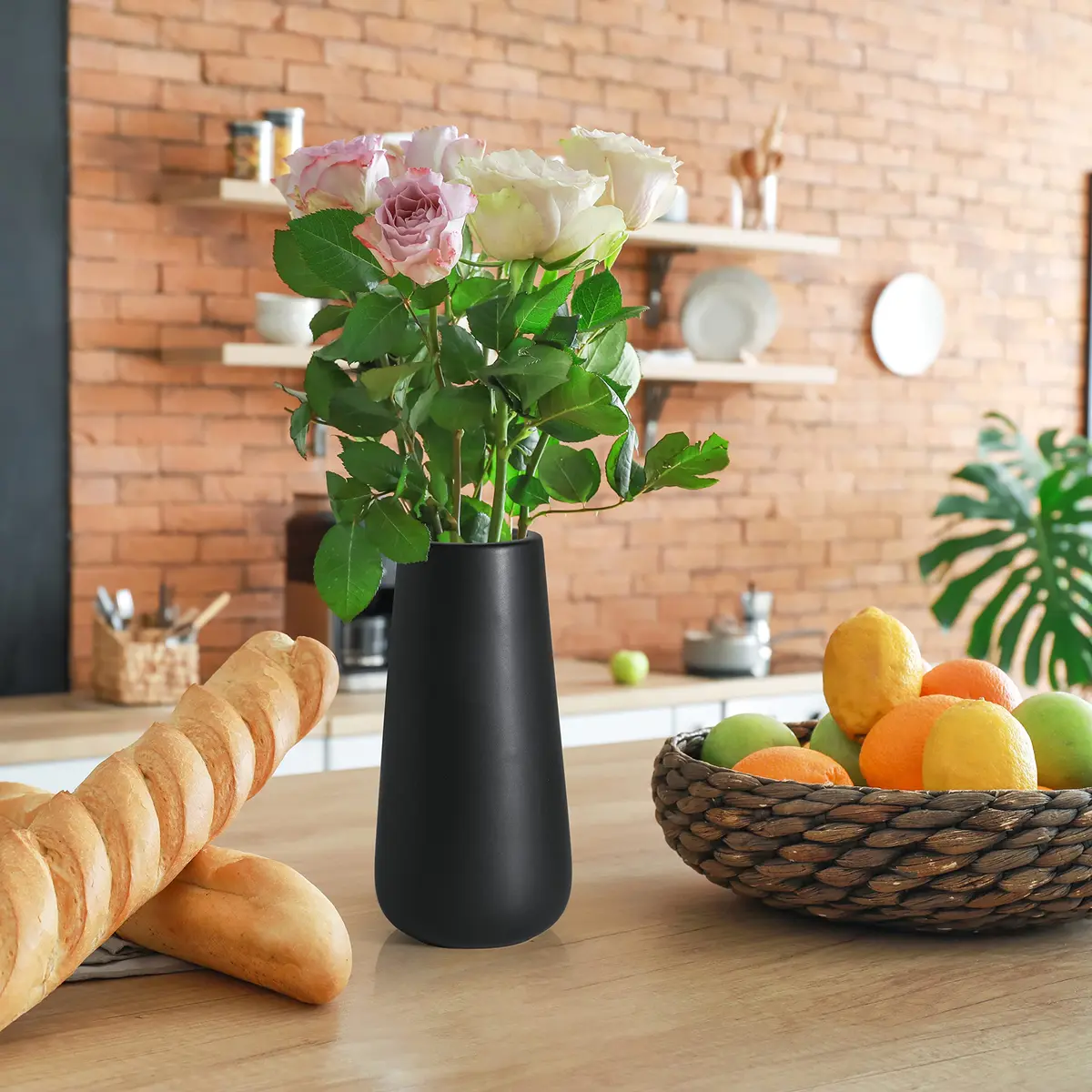 D'vine Dev 8 Inch Ceramic Flower Vase Matte Finishing | Minimalist Home Décor - view 3