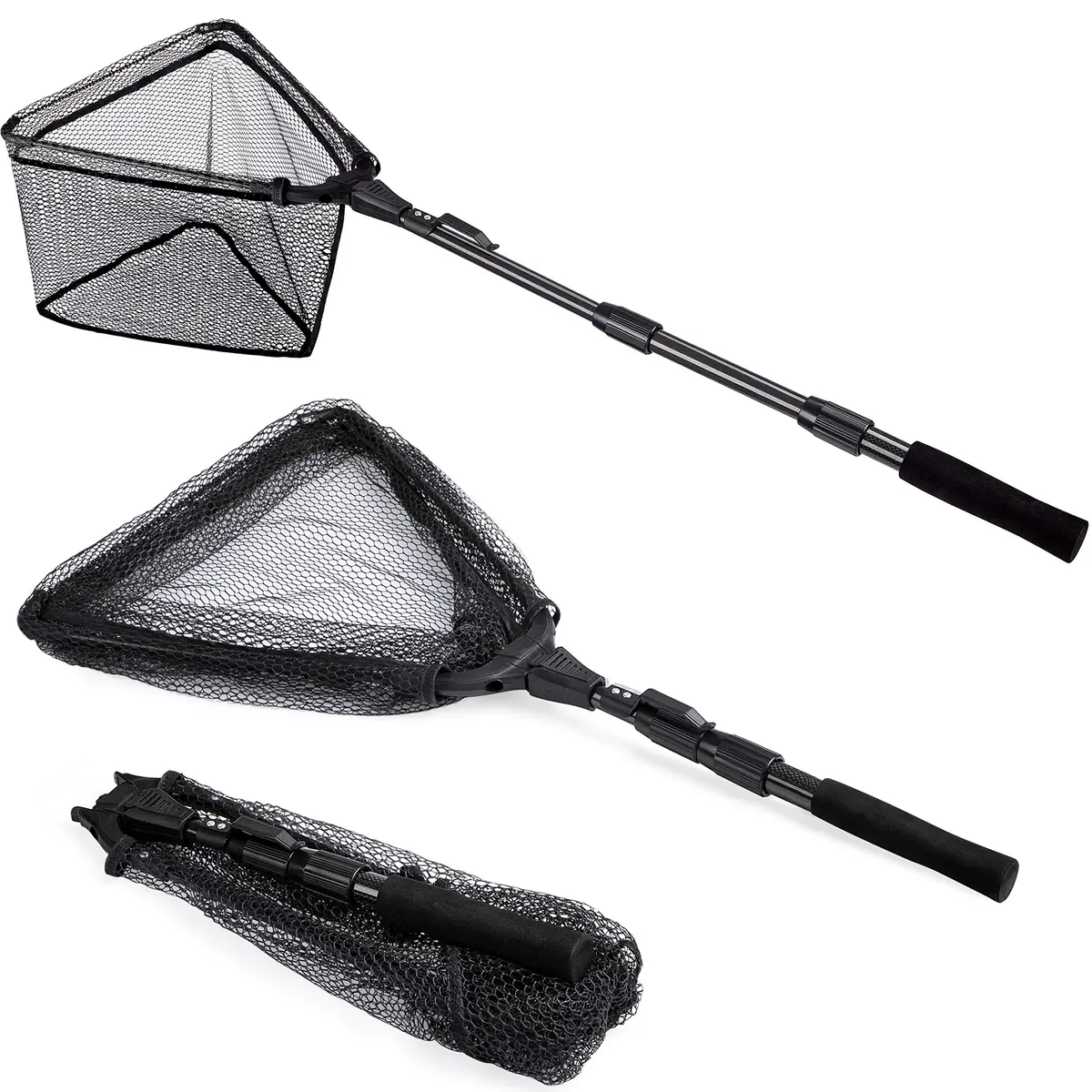 PLUSINNO 1.2m (47" Extendable) Telescopic Fishing Net with EVA Handle | Catch and Release Friendly - main product image