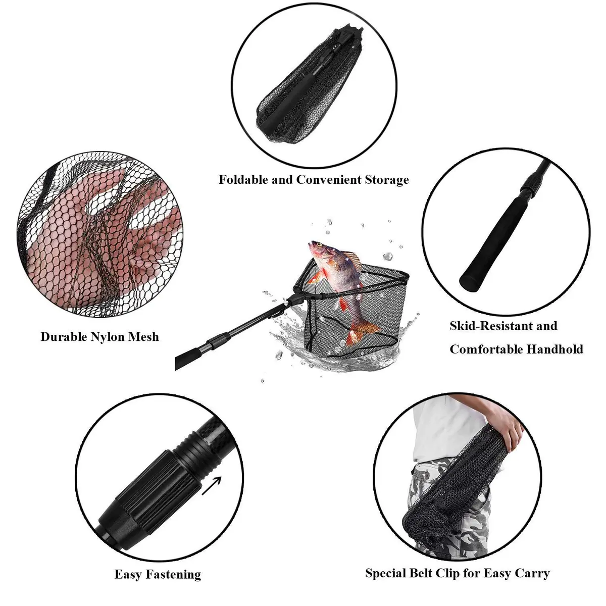 PLUSINNO 1.2m (47" Extendable) Telescopic Fishing Net with EVA Handle | Catch and Release Friendly - view 5
