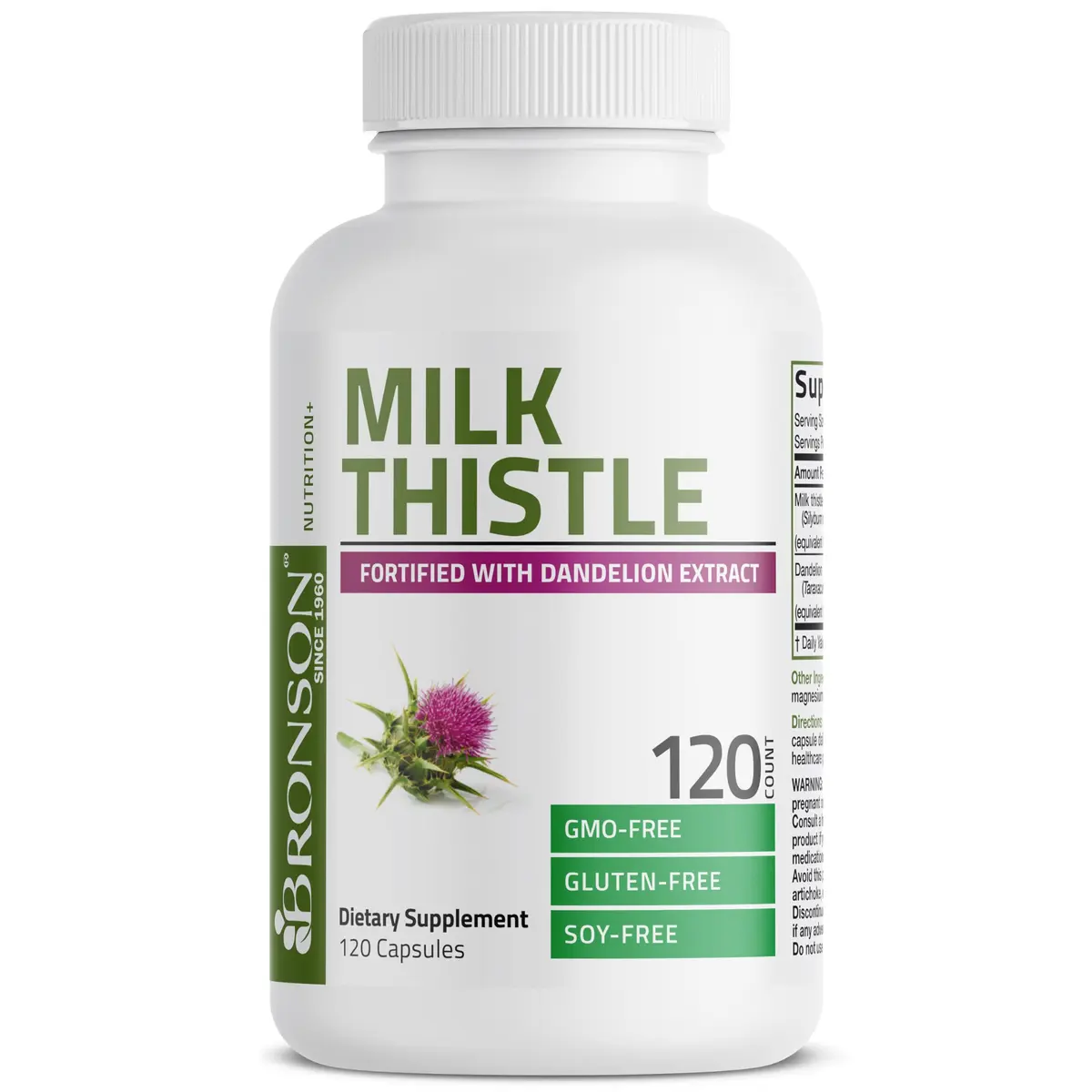Bronson Milk Thistle Silymarin Marianum & Dandelion Extract, 120 Capsules | Liver Support & Detox - view 5