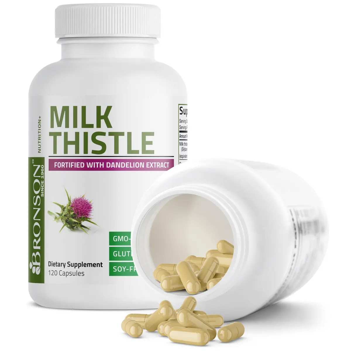 Bronson Milk Thistle Silymarin Marianum & Dandelion Extract, 120 Capsules | Liver Support & Detox - view 6