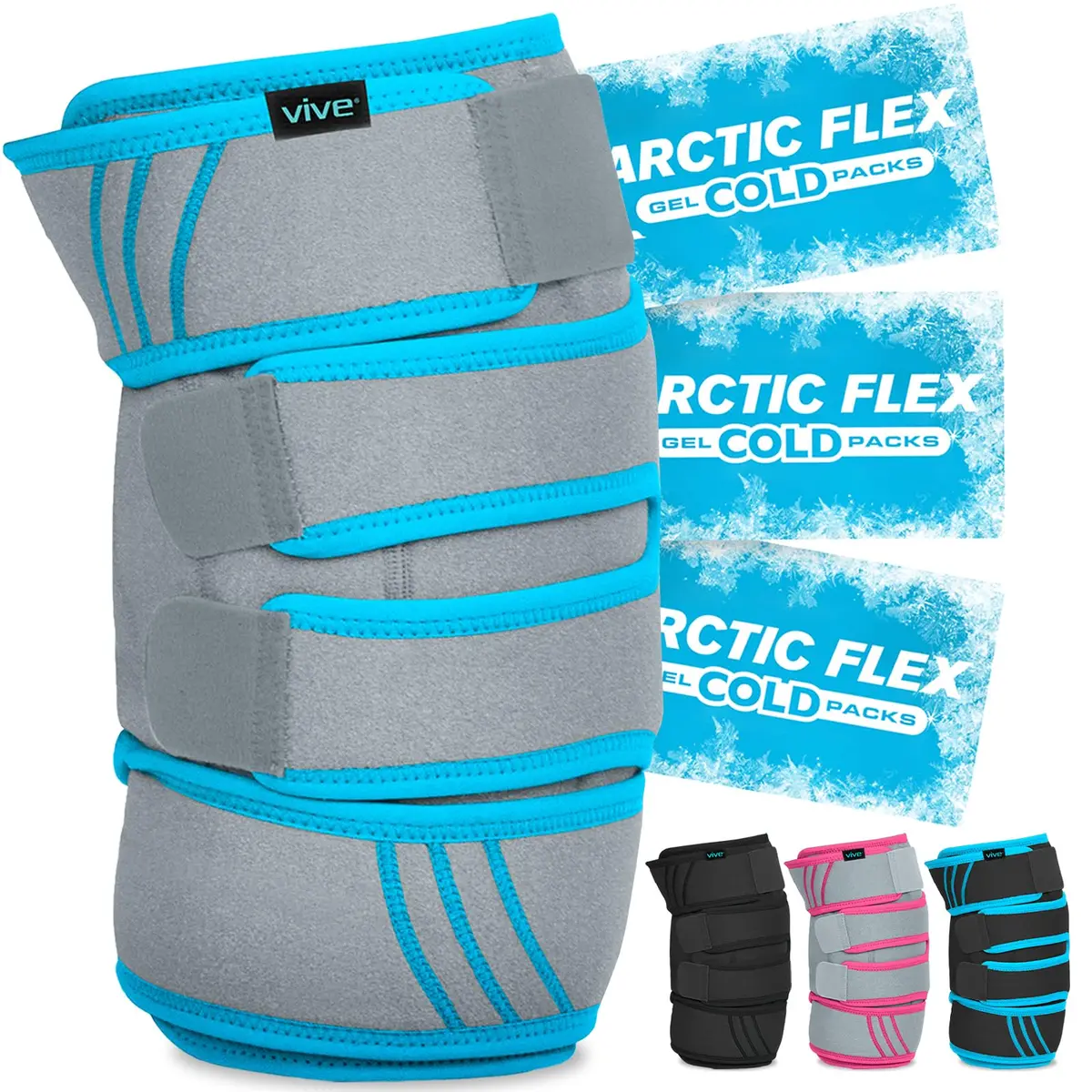 Vive Knee Ice Pack Wrap - Cold/Hot Gel Compression Brace for Pain Relief | Adjustable, Reusable, Latex-Free - main product image