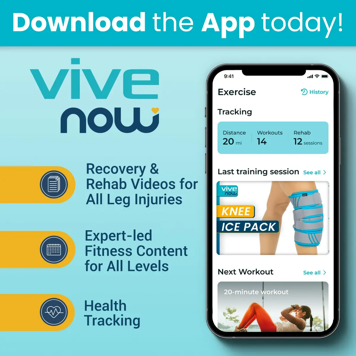 Vive Knee Ice Pack Wrap - Cold/Hot Gel Compression Brace for Pain Relief | Adjustable, Reusable, Latex-Free - view 7