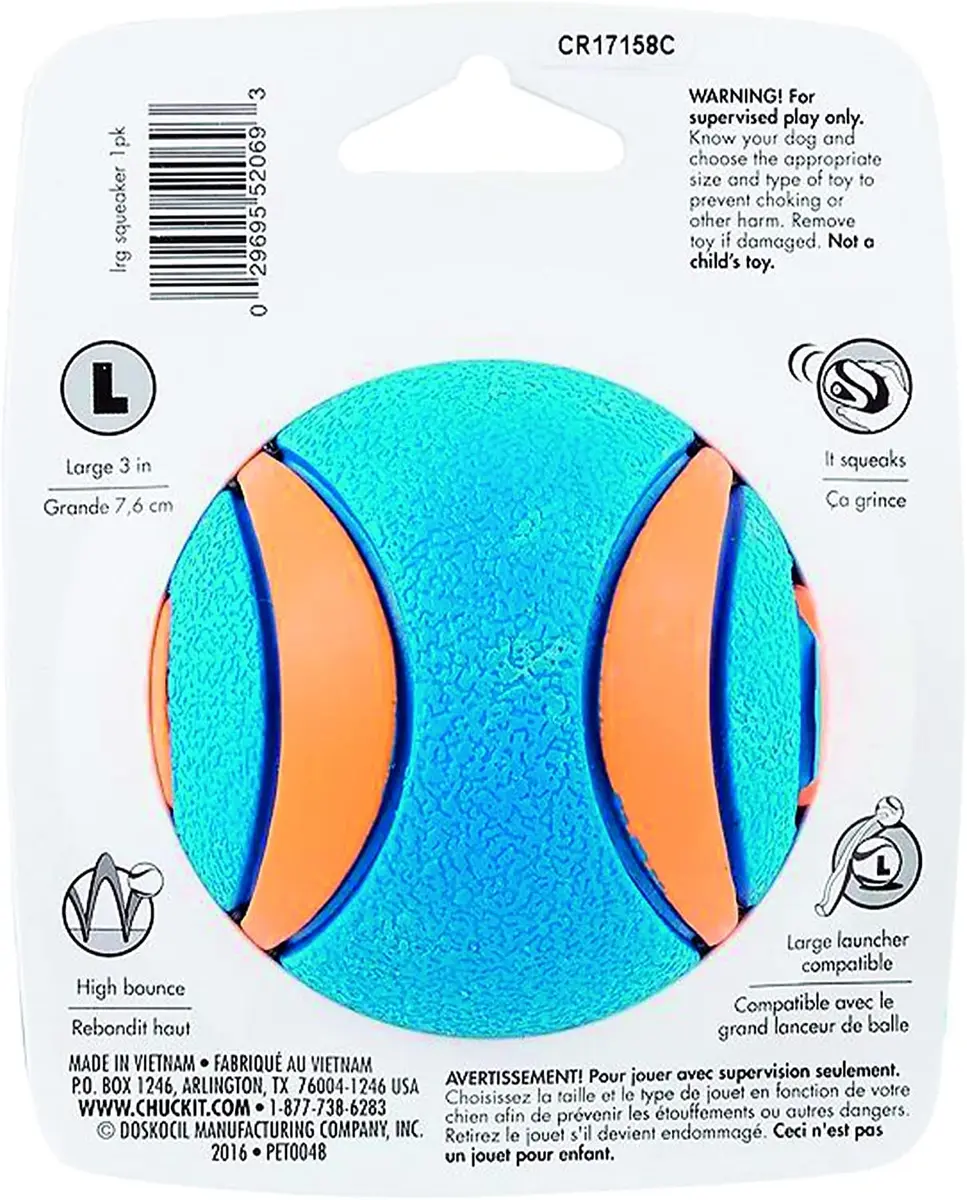 Chuckit! Ultra Squeaker Ball Large | Durable Rubber Fetch Toy for Dogs - view 3